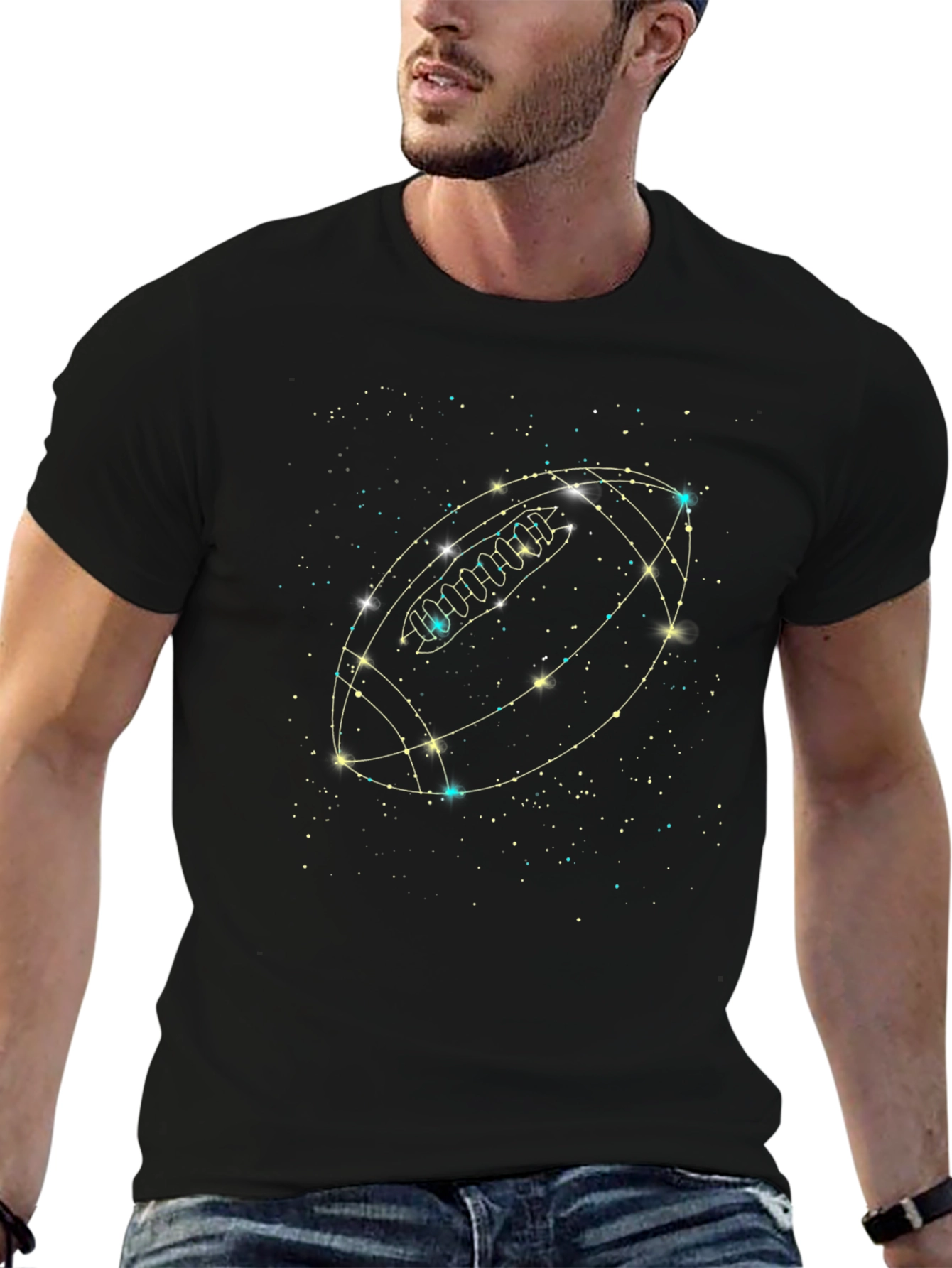Football Constellation Graphic Black T-Shirt