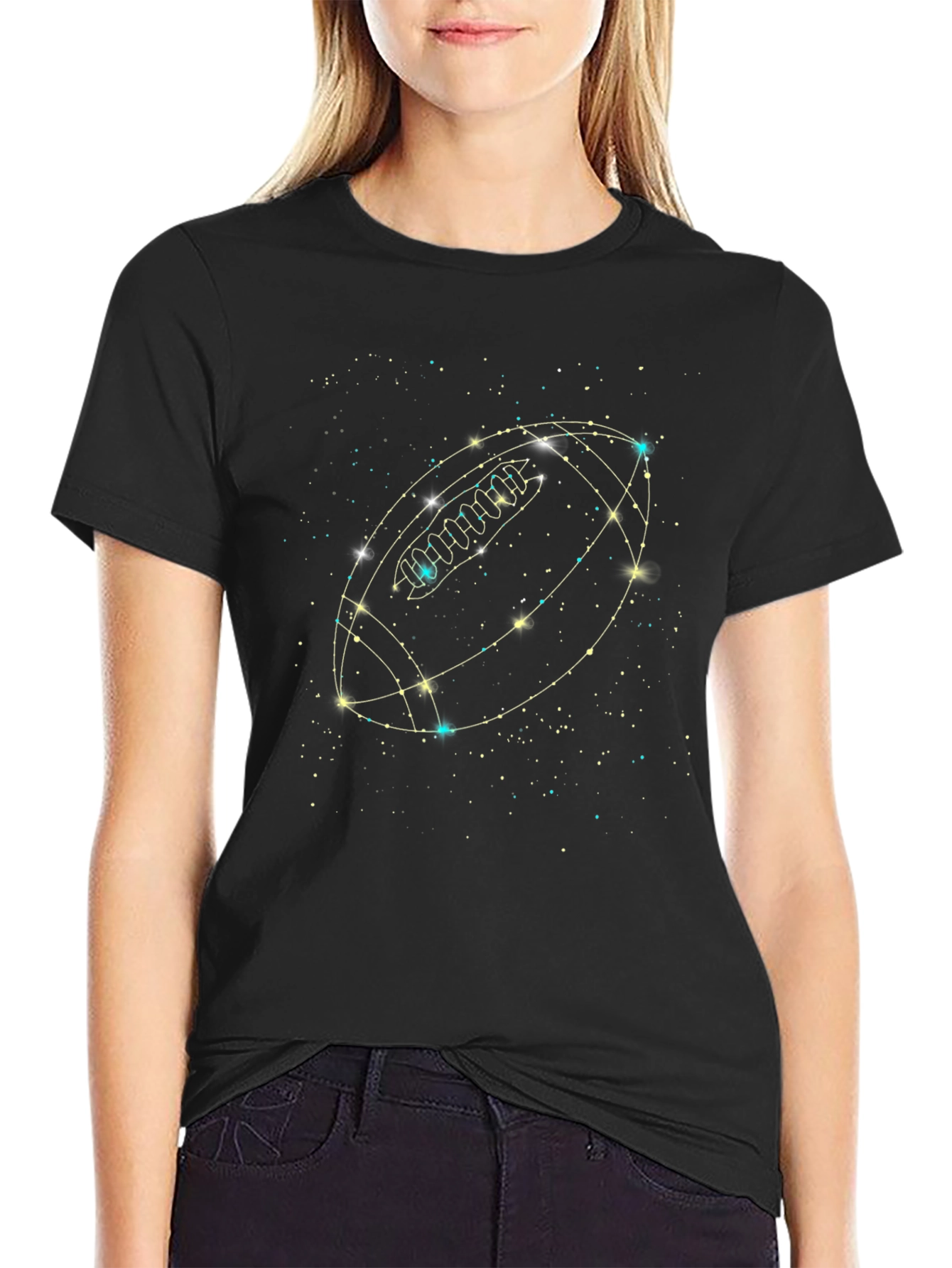 Football Constellation Graphic Black T-Shirt
