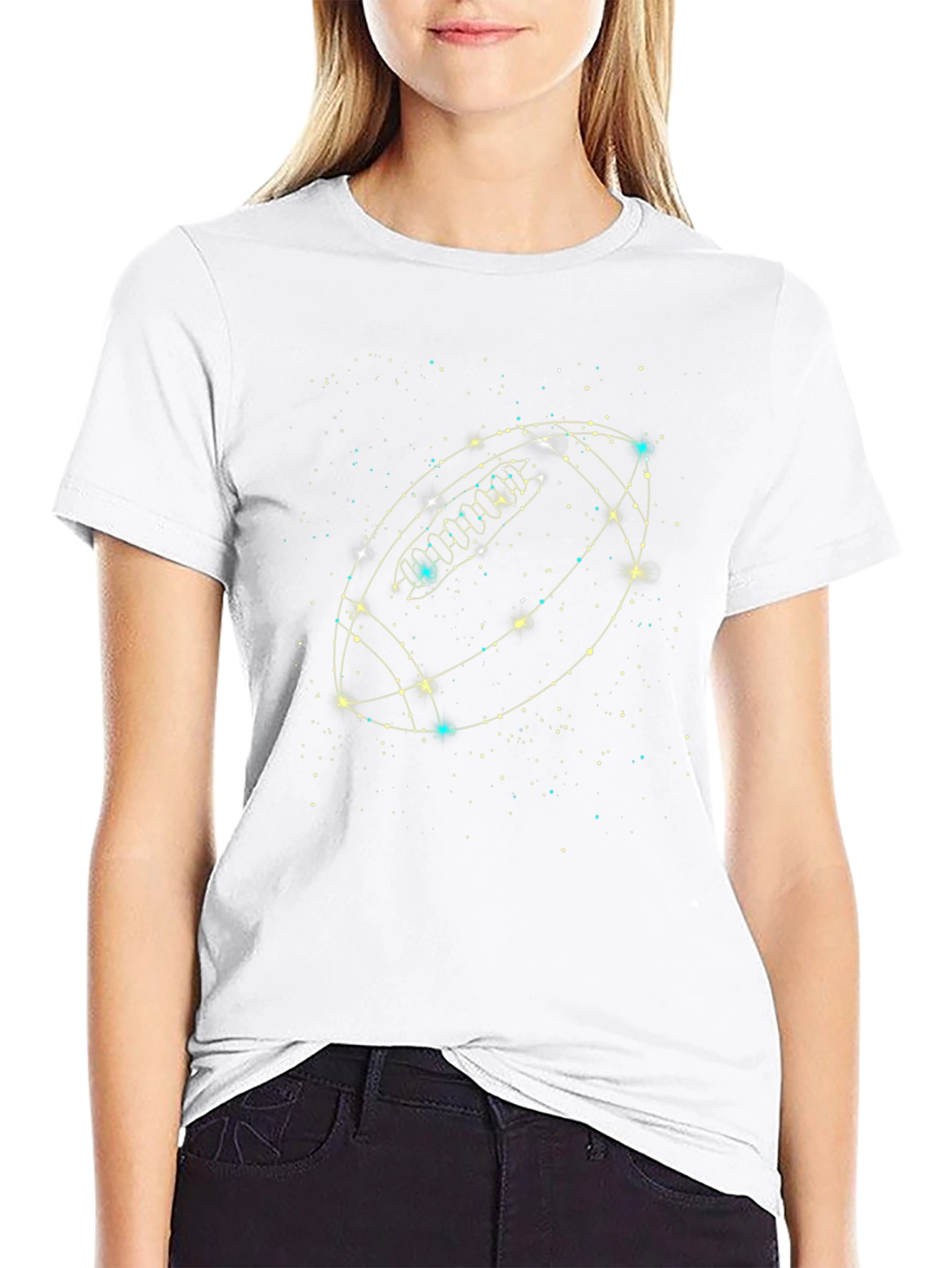 Football Constellation Graphic Black T-Shirt