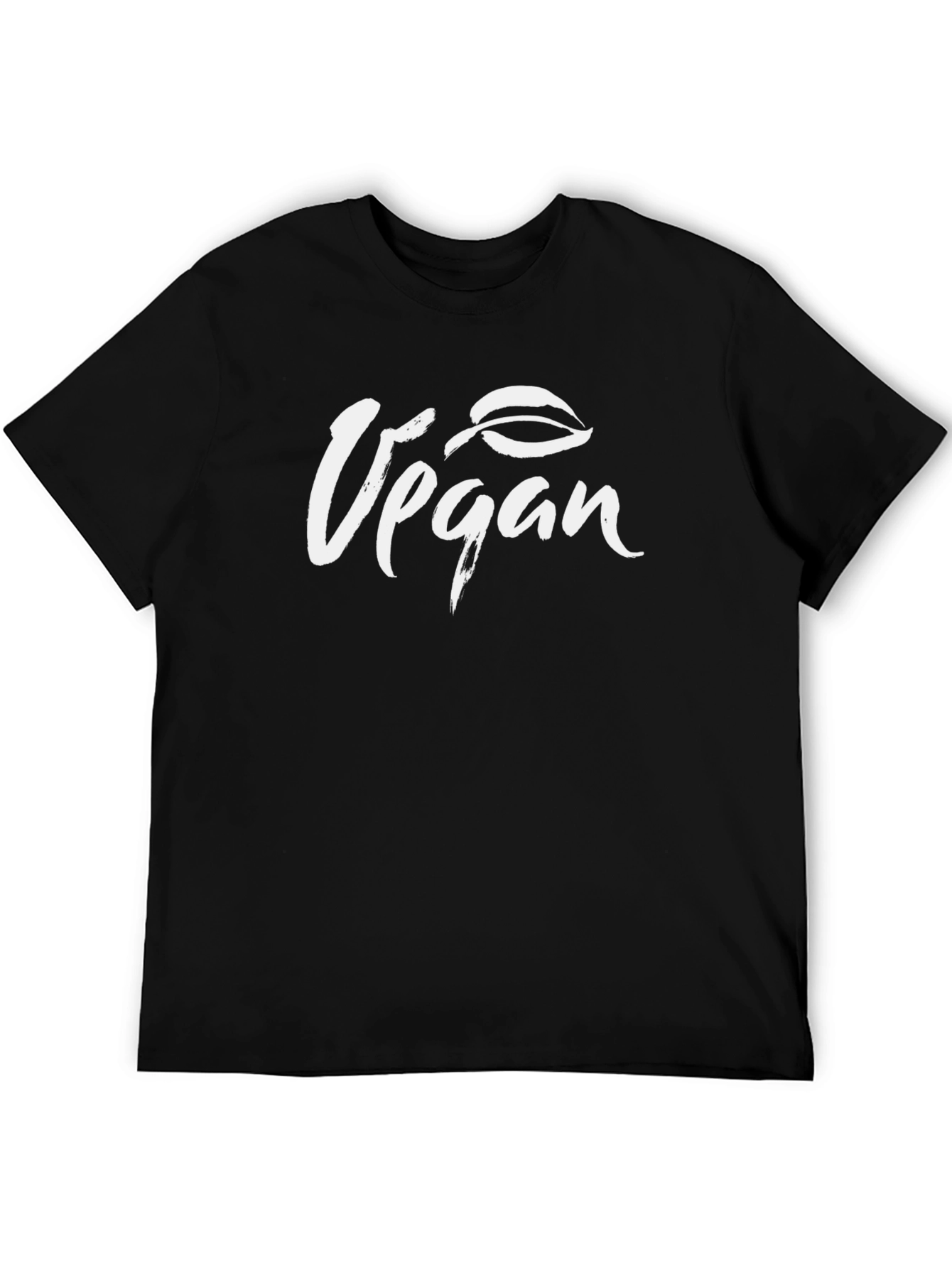 Vegan Leaf Graphic Black T-Shirt