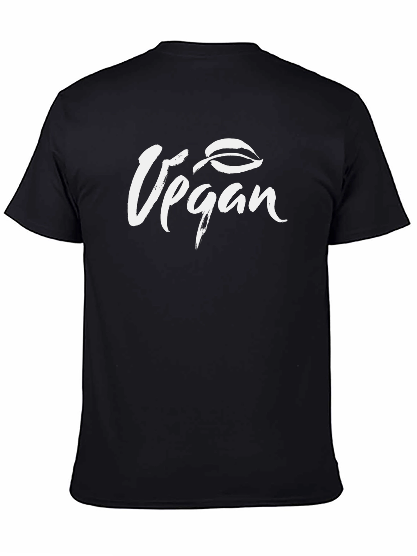Vegan Leaf Graphic Black T-Shirt