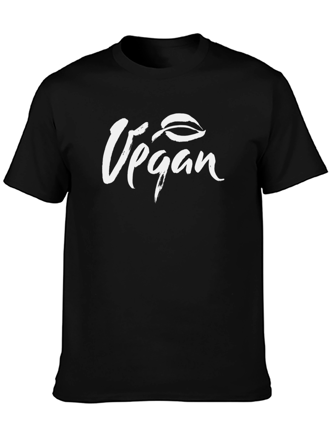 Vegan Leaf Graphic Black T-Shirt