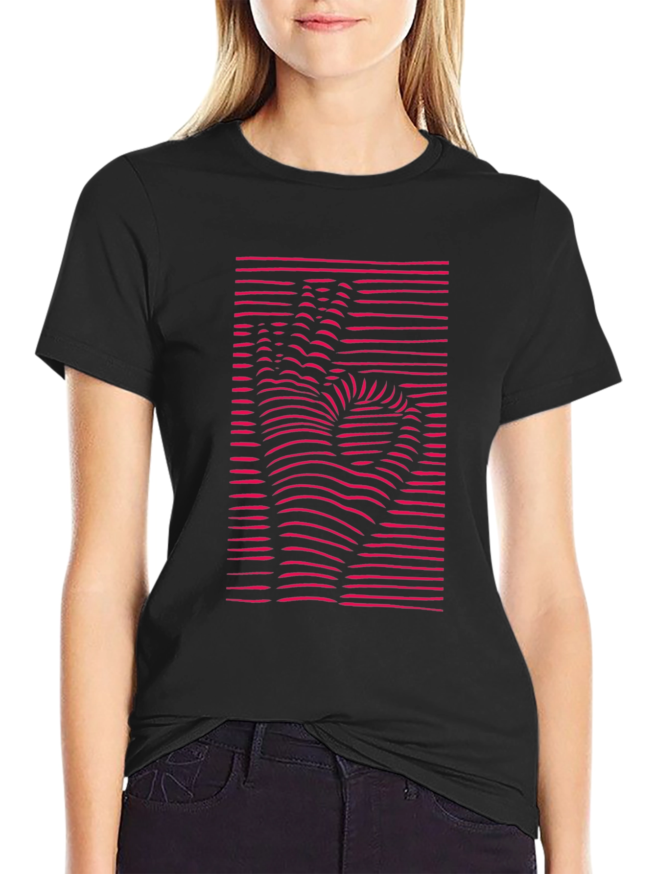 Optical Illusion Hand Graphic Tee - Modern Black T-Shirt