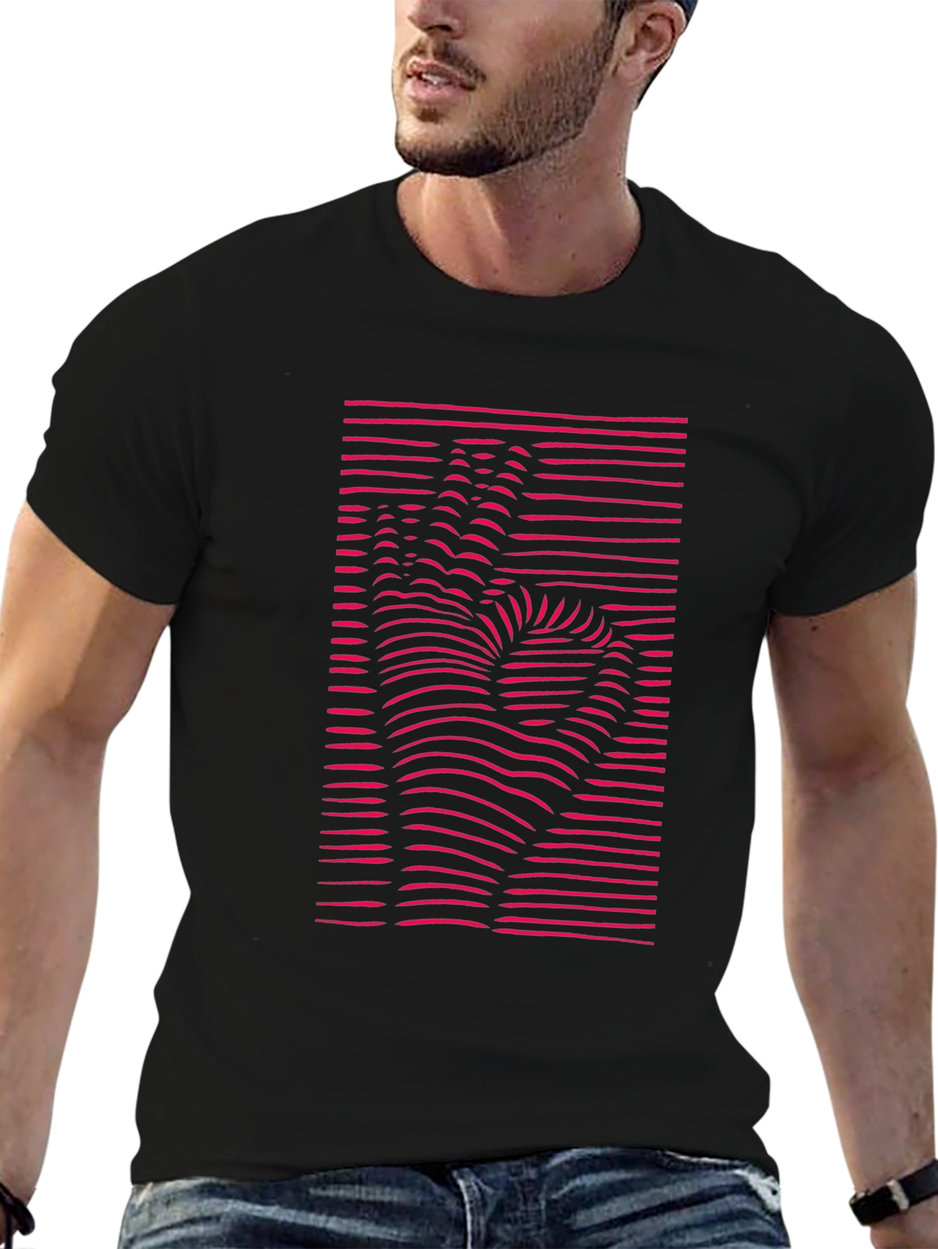 Optical Illusion Hand Graphic Tee - Modern Black T-Shirt