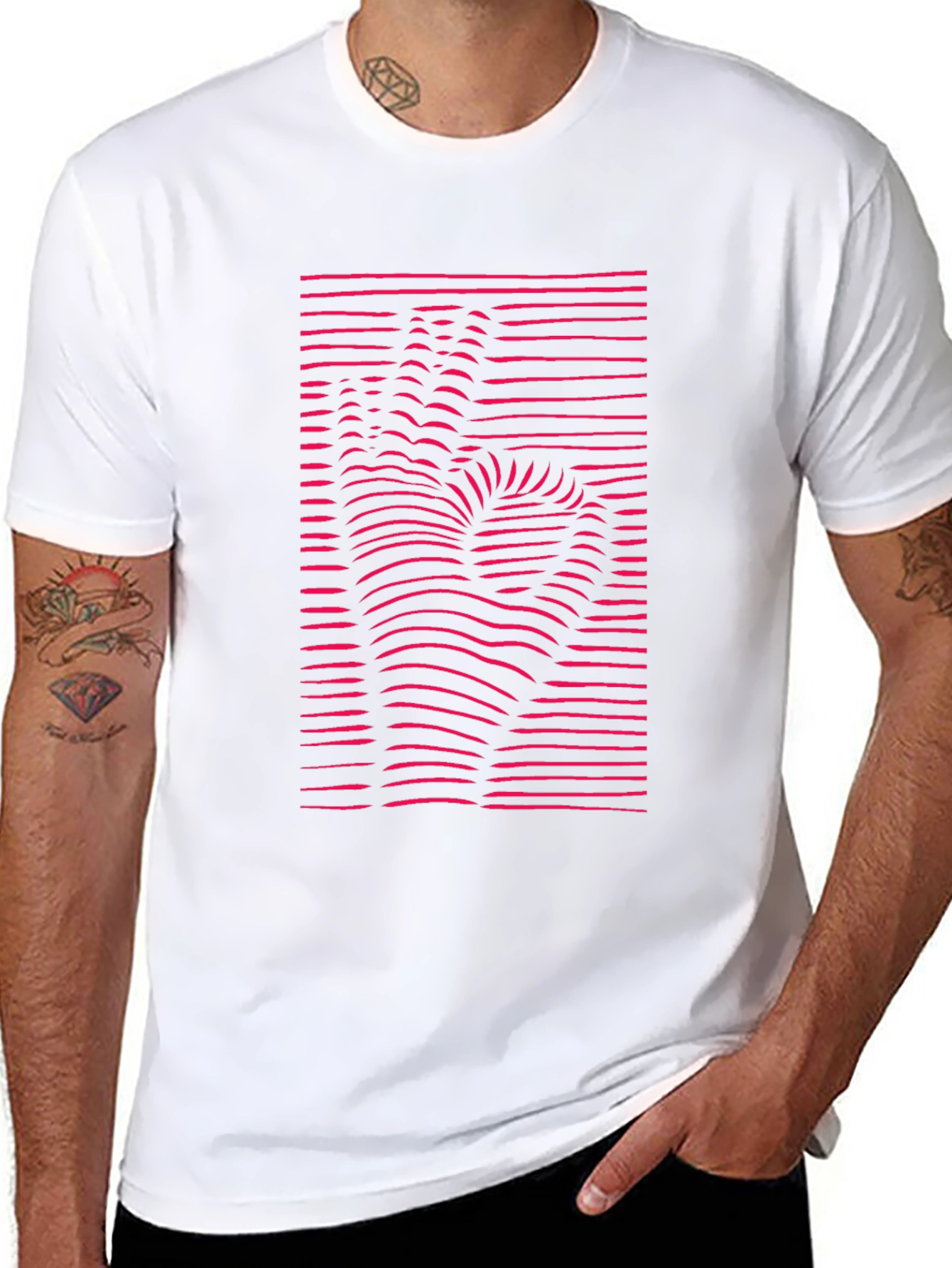 Optical Illusion Hand Graphic Tee - Modern Black T-Shirt