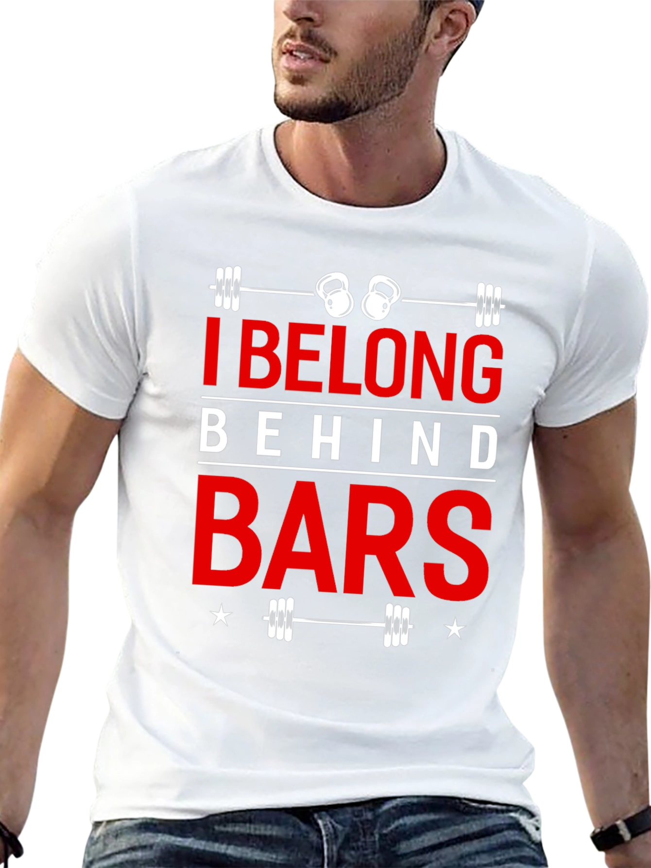 I Belong Behind Bars Black Graphic T-Shirt