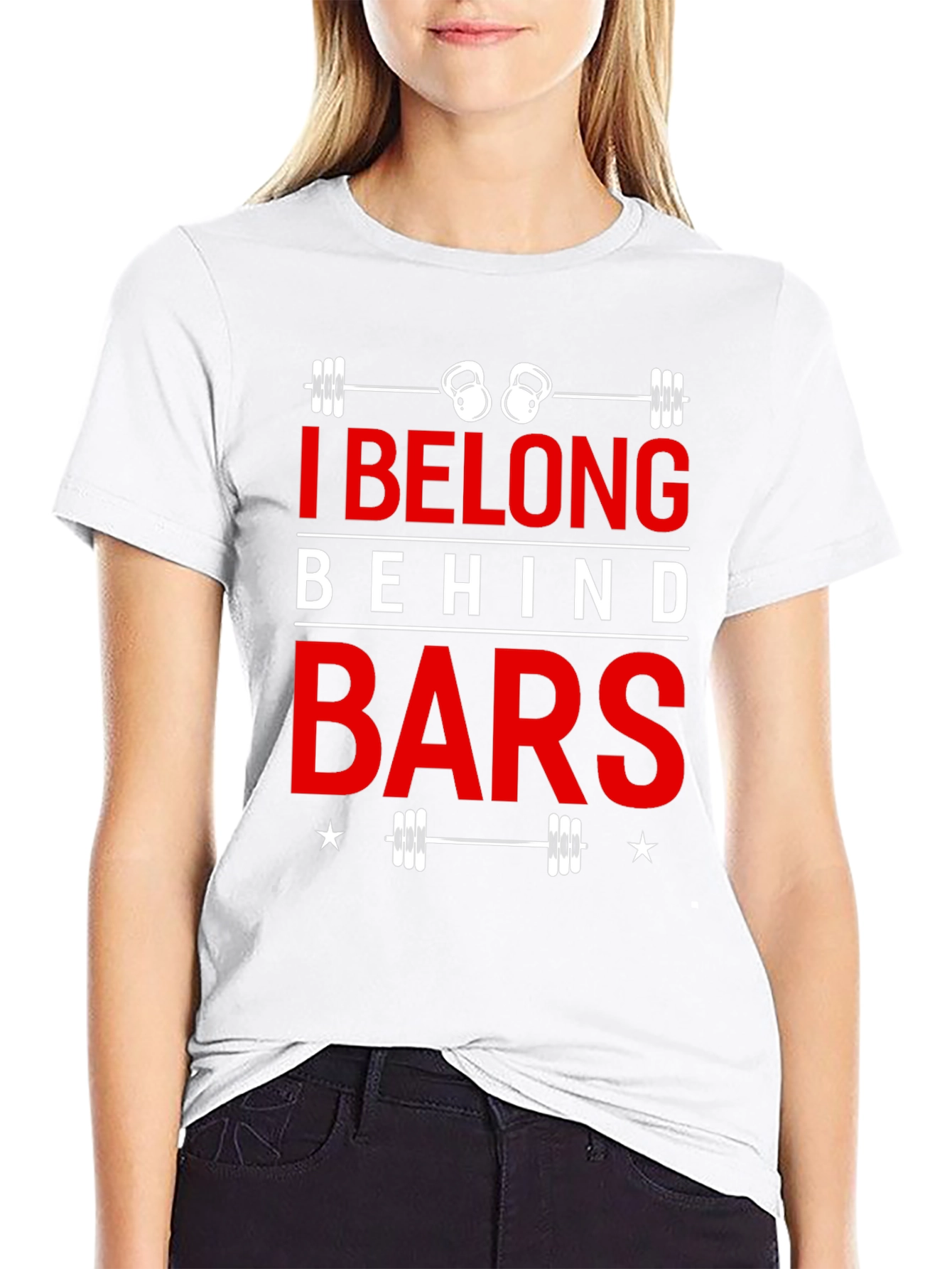 I Belong Behind Bars Black Graphic T-Shirt