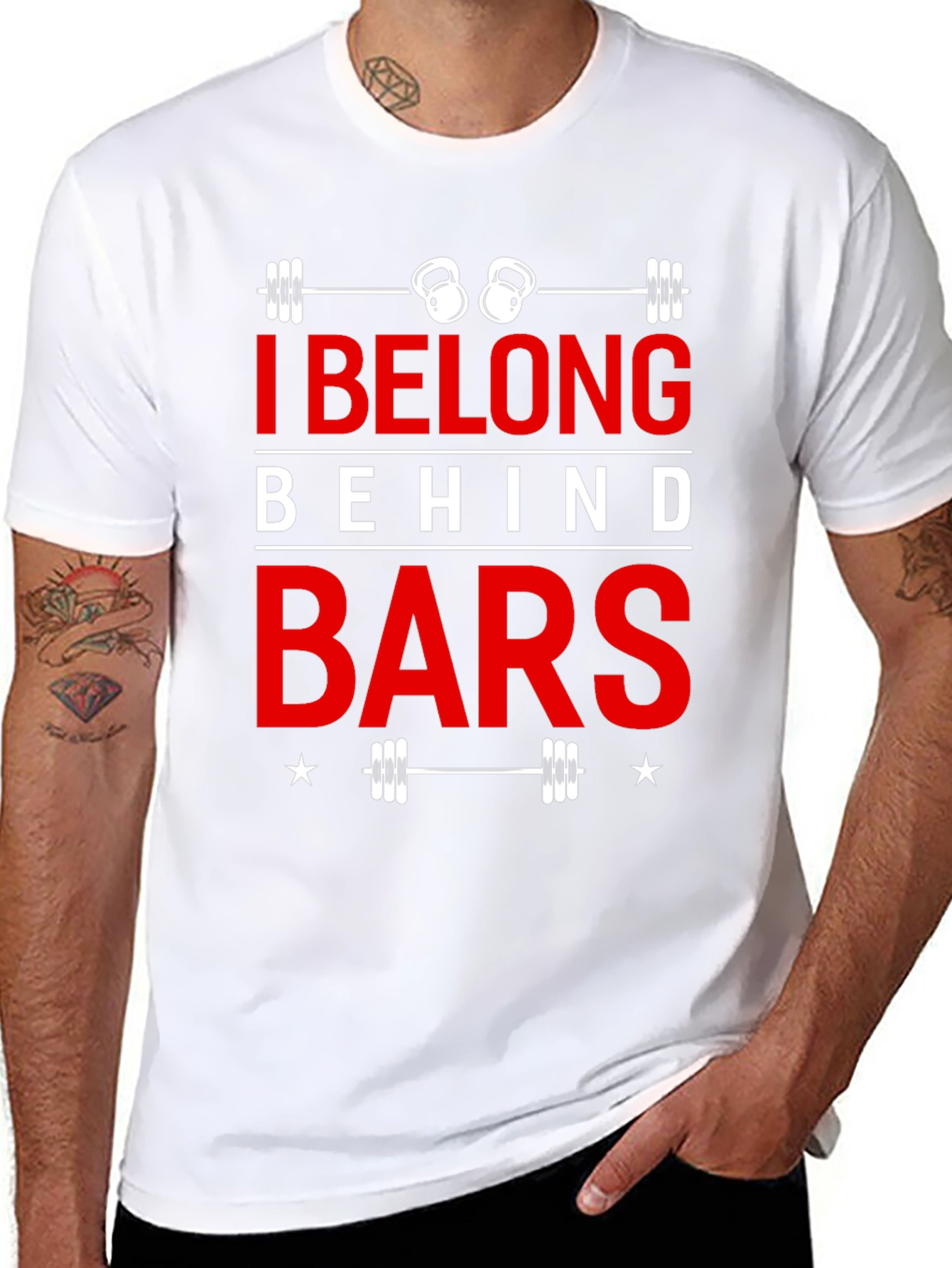 I Belong Behind Bars Black Graphic T-Shirt
