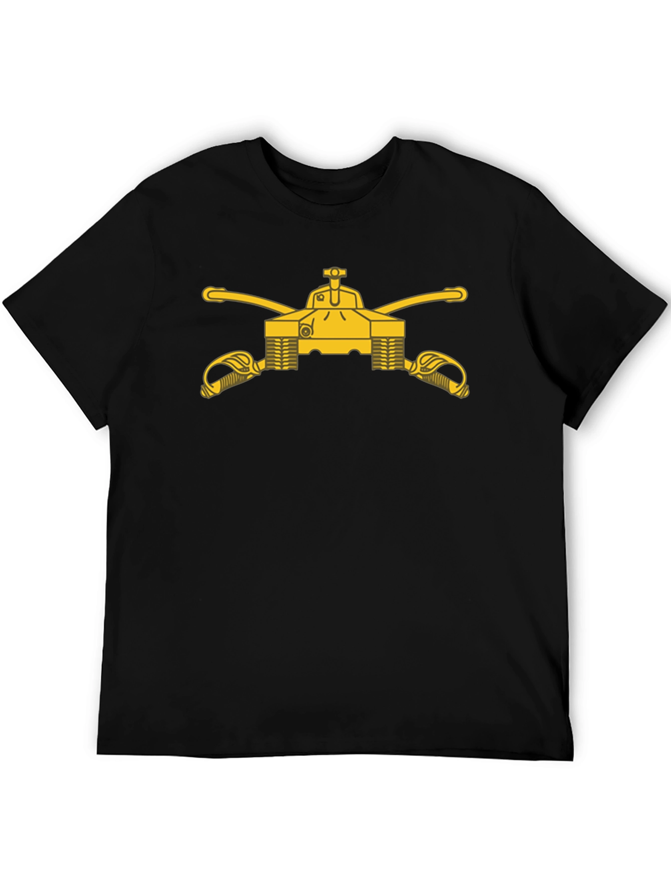 Black T-Shirt with Cavalry Tank & Swords Graphic