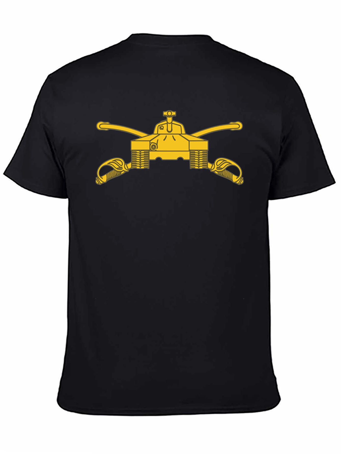 Black T-Shirt with Cavalry Tank & Swords Graphic