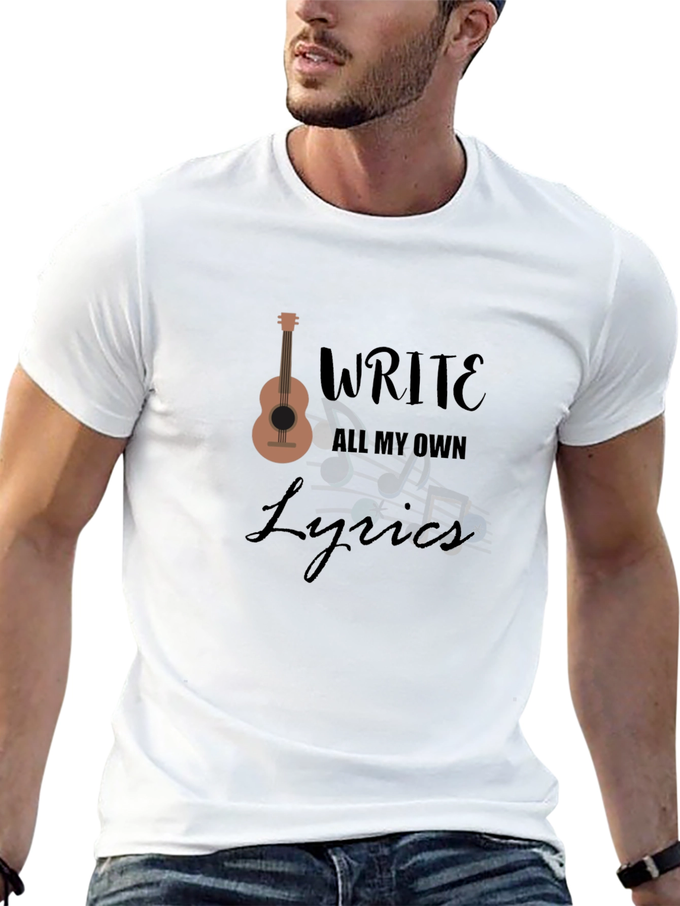 Write All My Own Lyrics Graphic Tee - Black