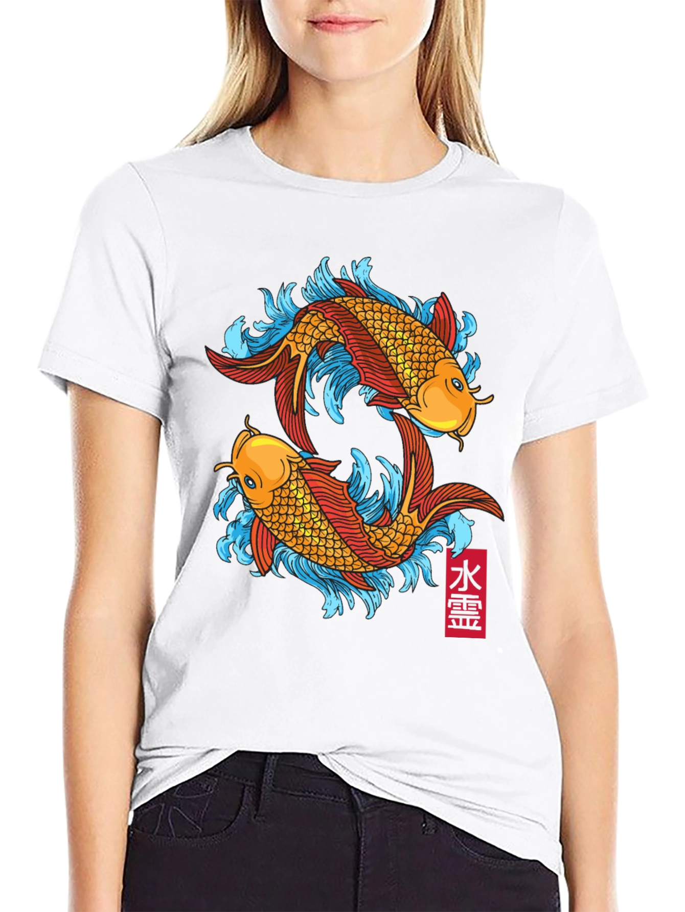 Koi Fish Graphic Tee - Black Cotton T-Shirt