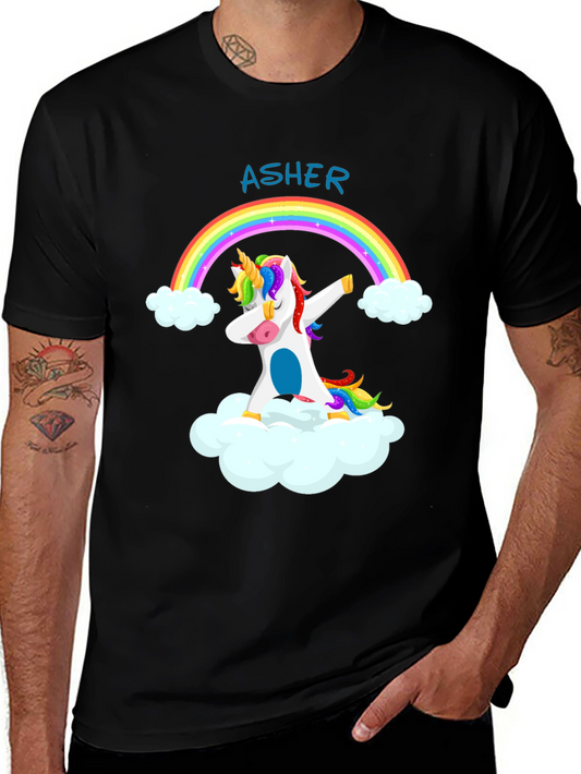 Rainbow Unicorn Asher T-Shirt - Custom Name