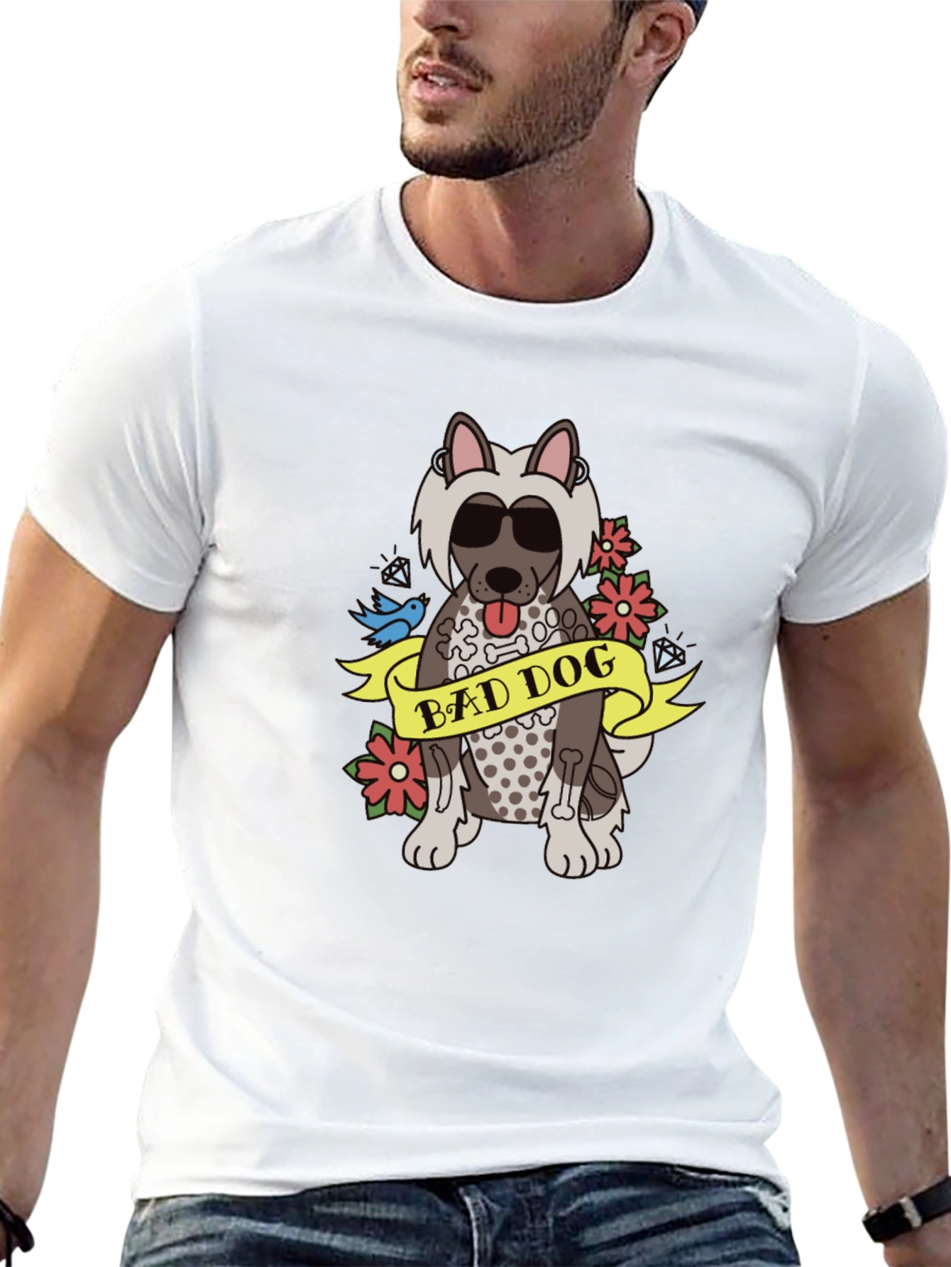 Bad Dog Graphic Tee - Cool Canine Cartoon T-Shirt