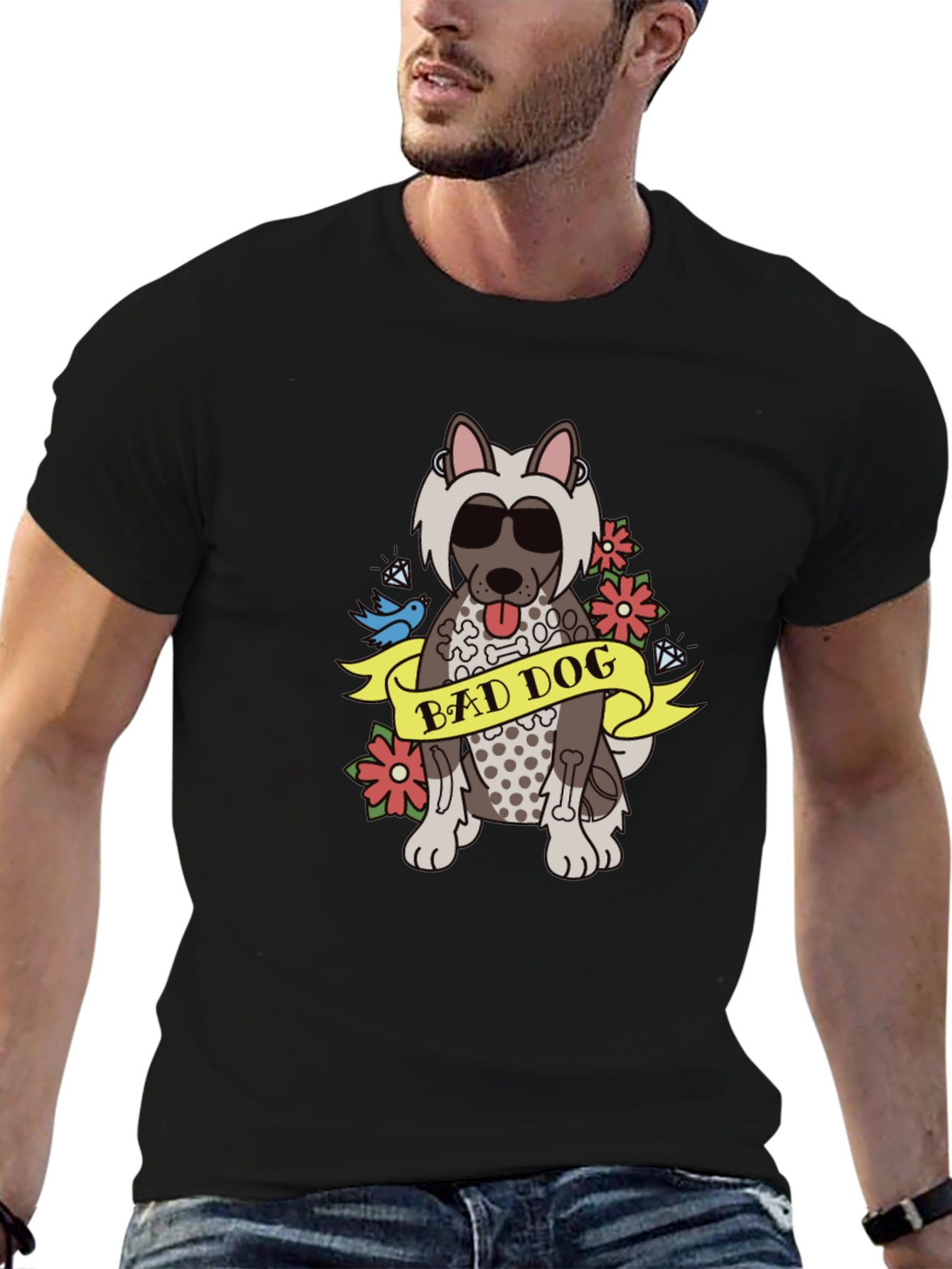 Bad Dog Graphic Tee - Cool Canine Cartoon T-Shirt