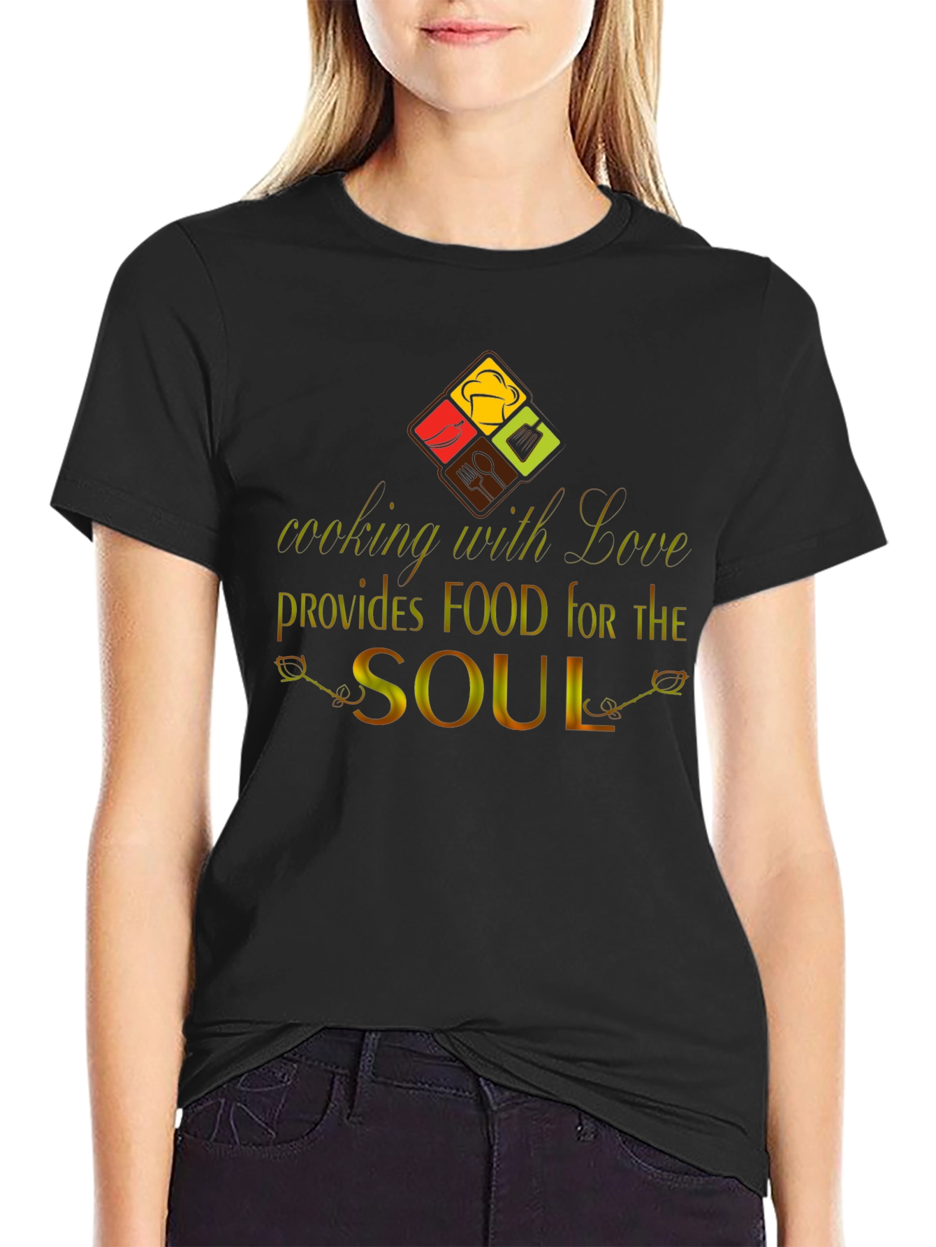 Cooking with Love Black Graphic Tee