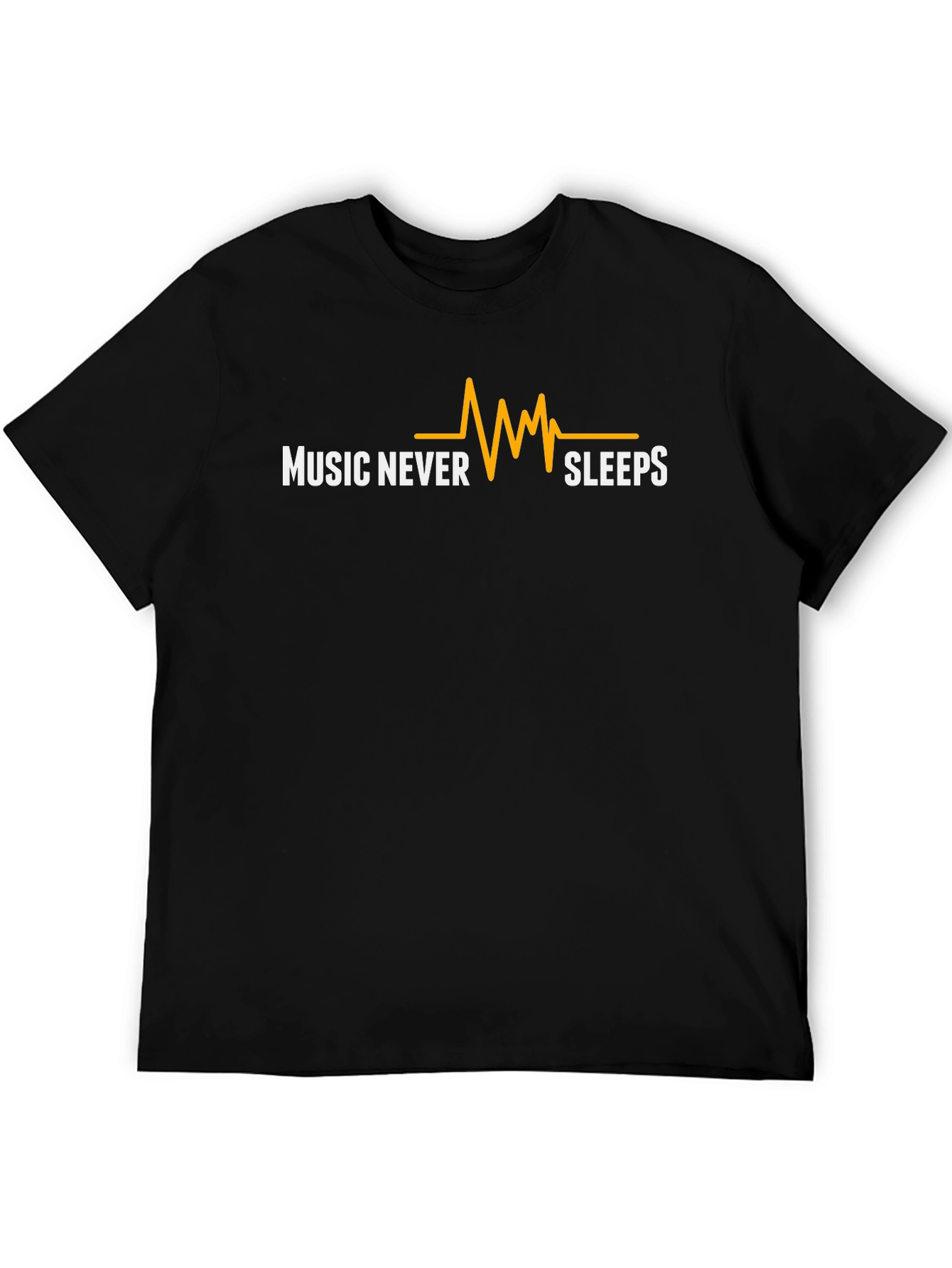 Music Never Sleeps Black Graphic T-Shirt
