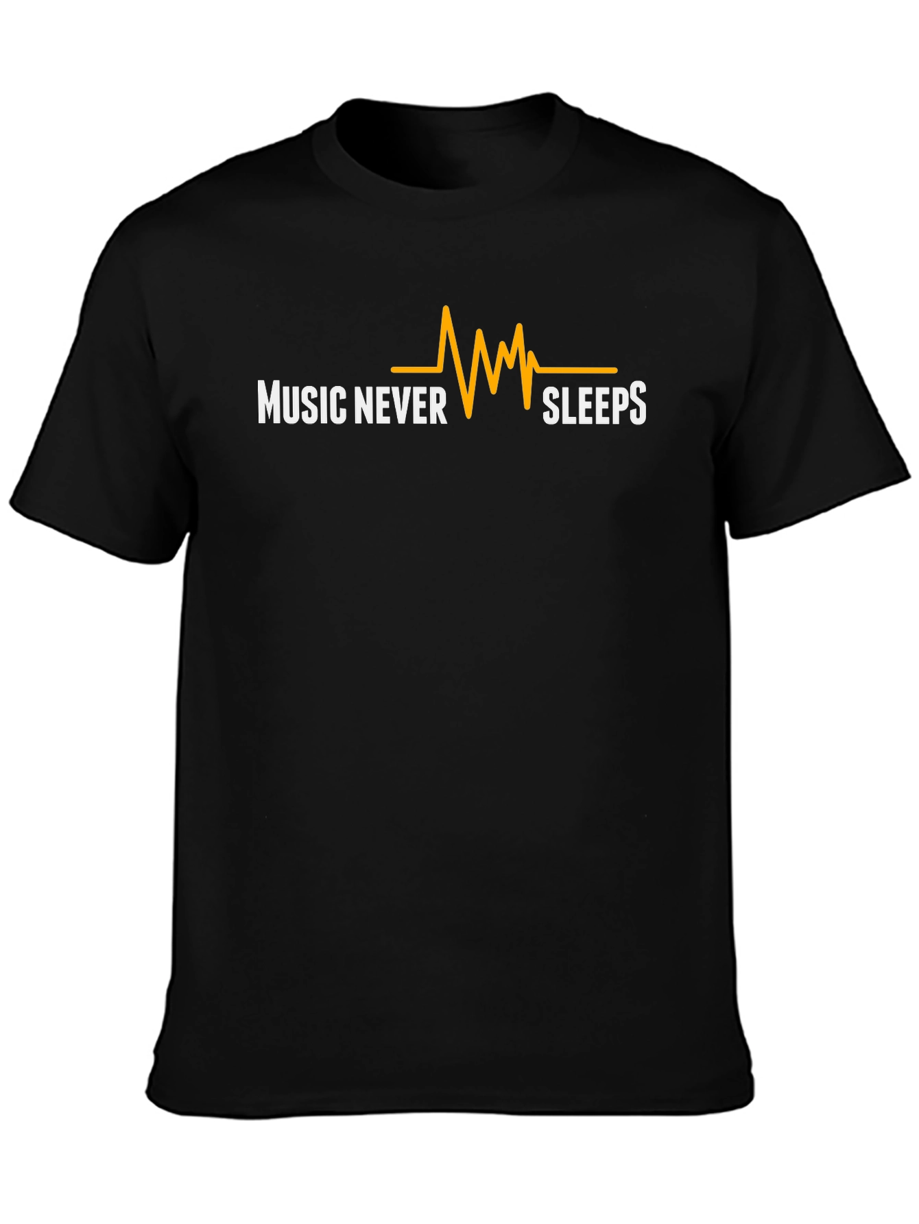 Music Never Sleeps Black Graphic T-Shirt