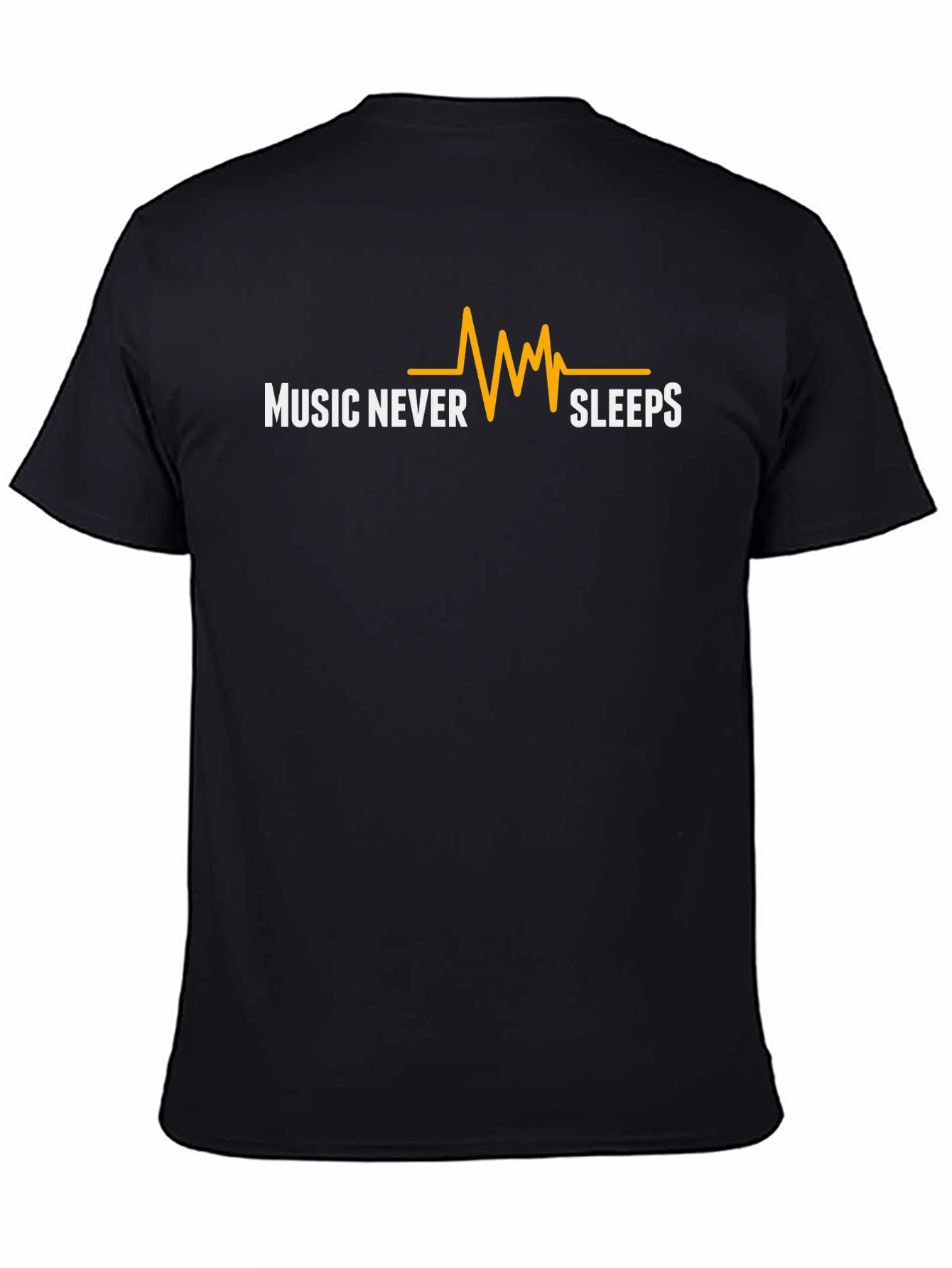 Music Never Sleeps Black Graphic T-Shirt