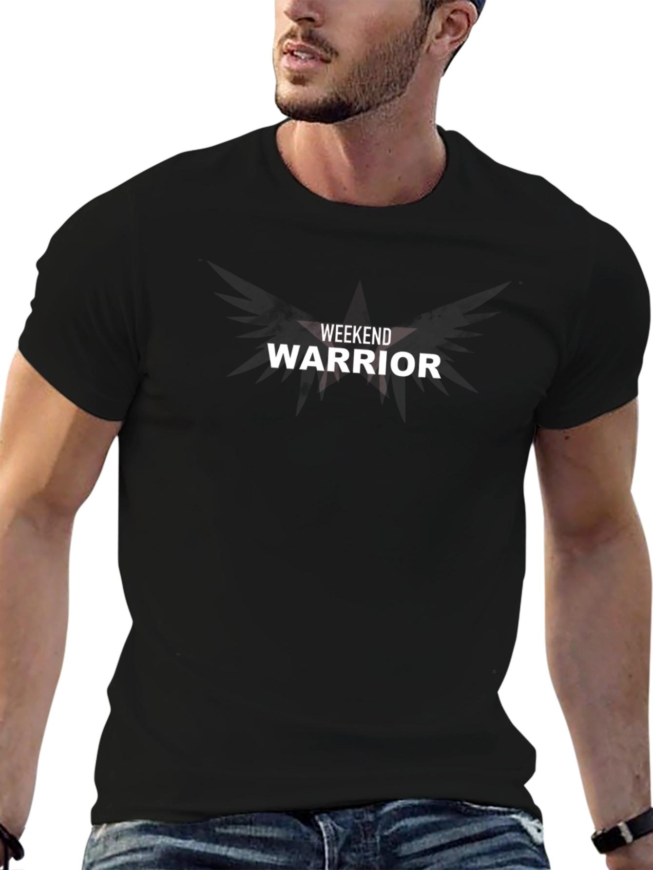 Weekend Warrior Graphic Tee - Black Cotton T-Shirt