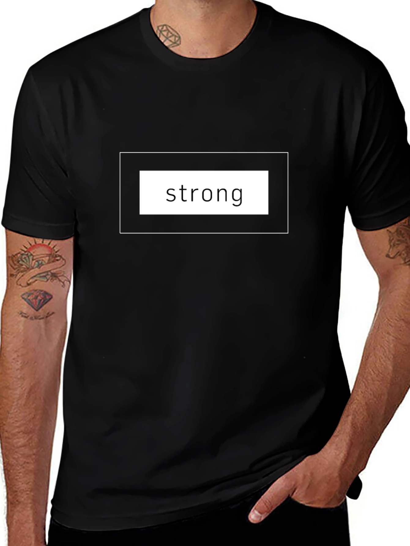 Strong Graphic Tee - Black Cotton T-Shirt