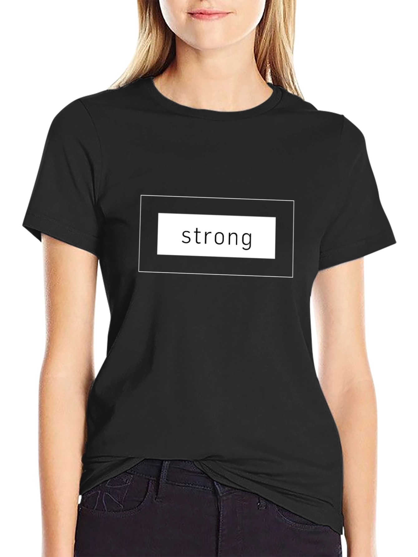 Strong Graphic Tee - Black Cotton T-Shirt
