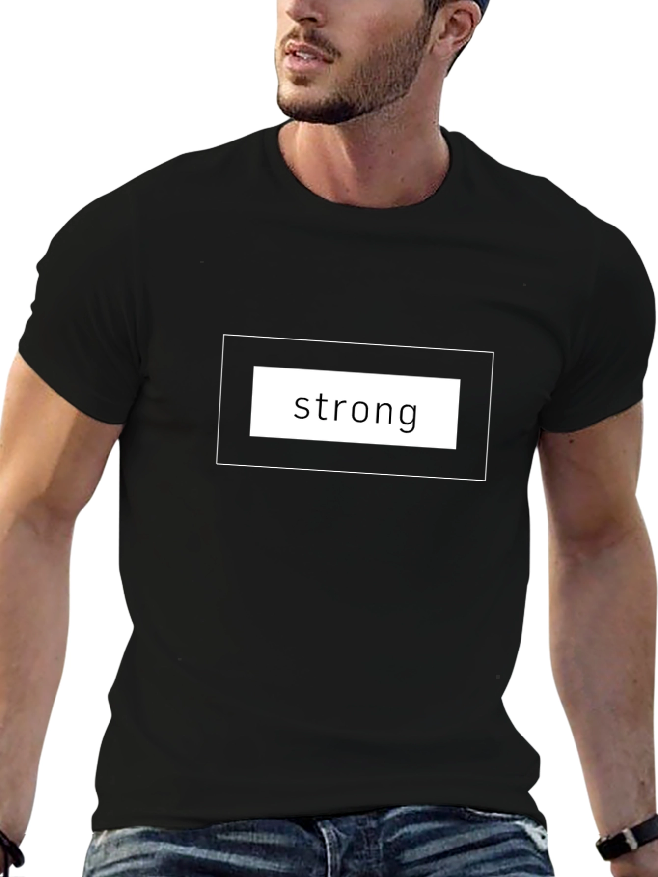 Strong Graphic Tee - Black Cotton T-Shirt