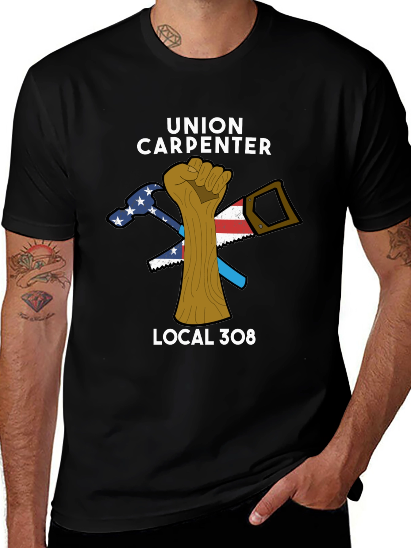 Union Carpenter T-Shirt - Local 308 Black Tee