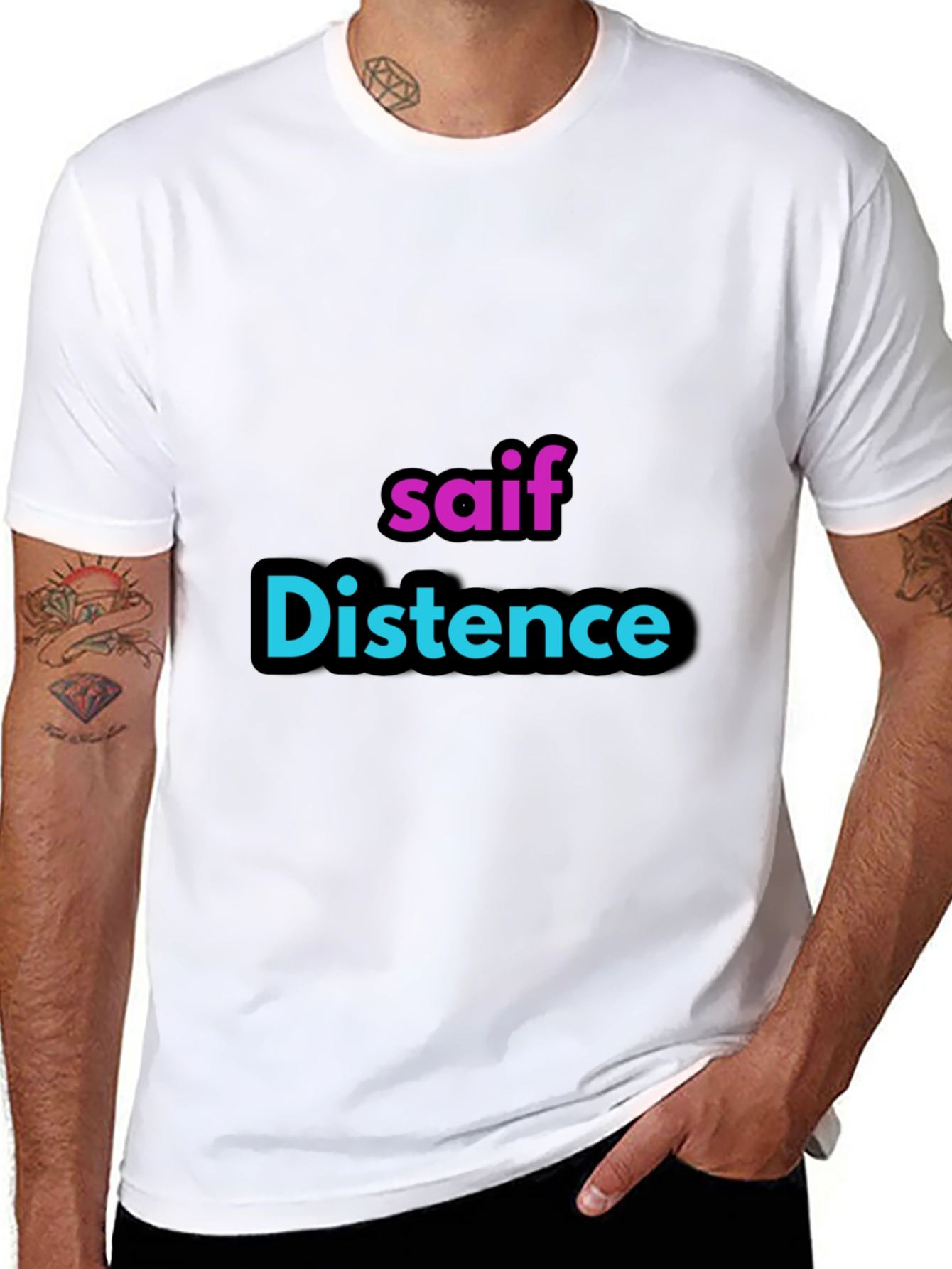 Personalized saif Distence Black T-Shirt