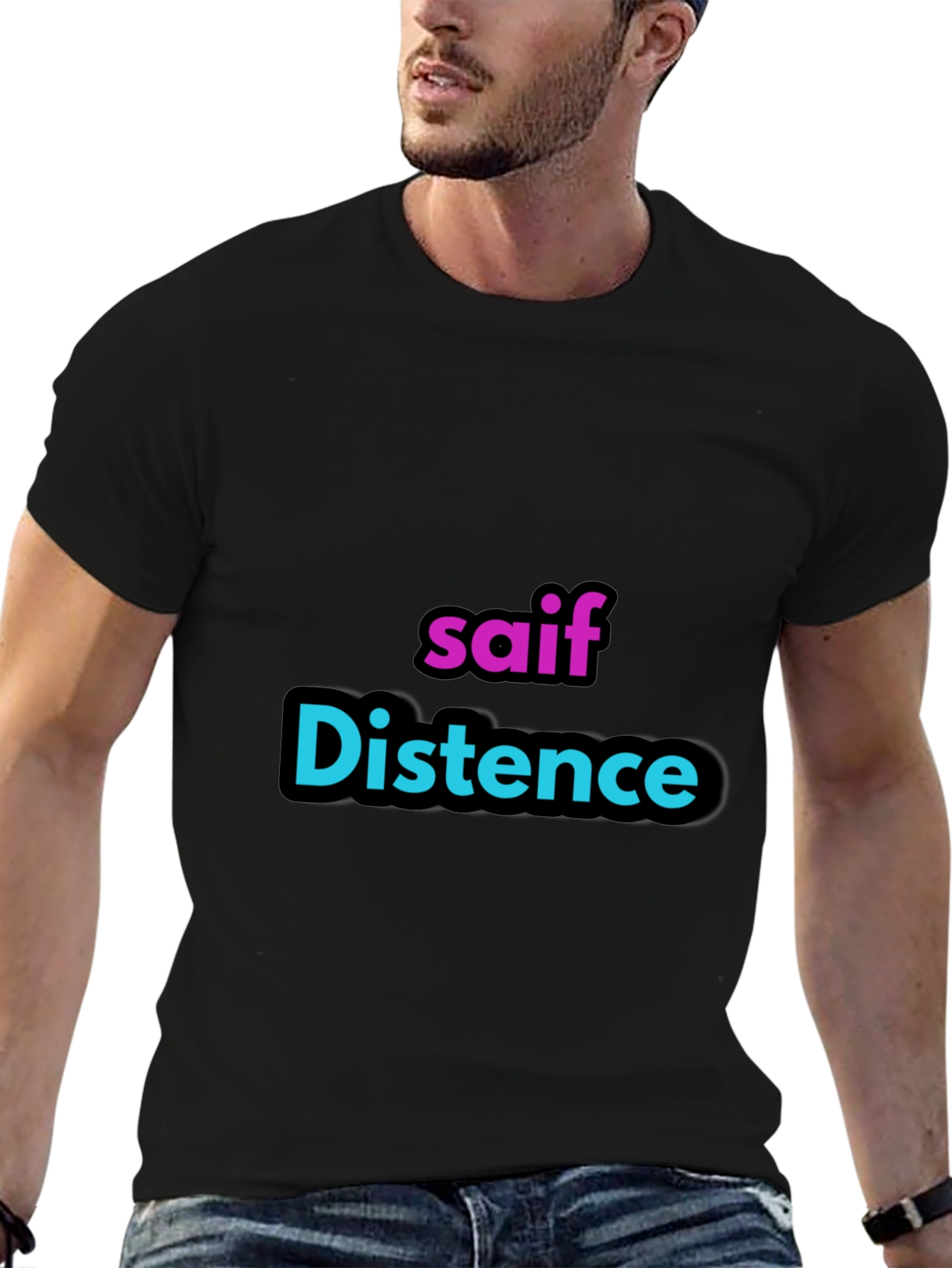 Personalized saif Distence Black T-Shirt