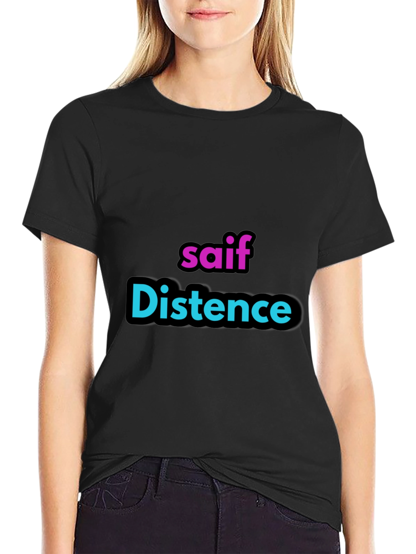 Personalized saif Distence Black T-Shirt