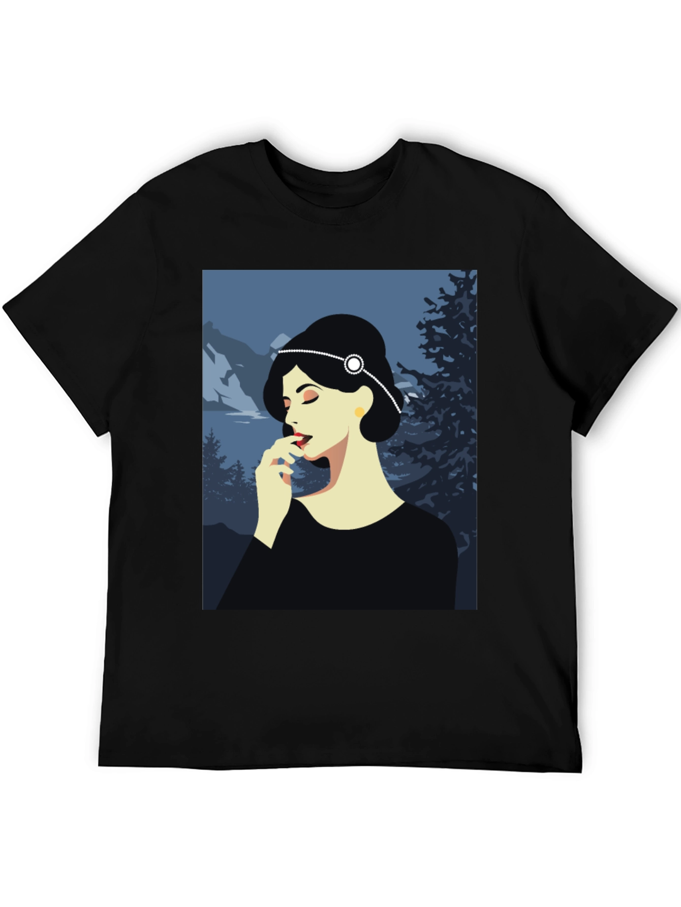 Elegant Woman Art Print Black T-Shirt