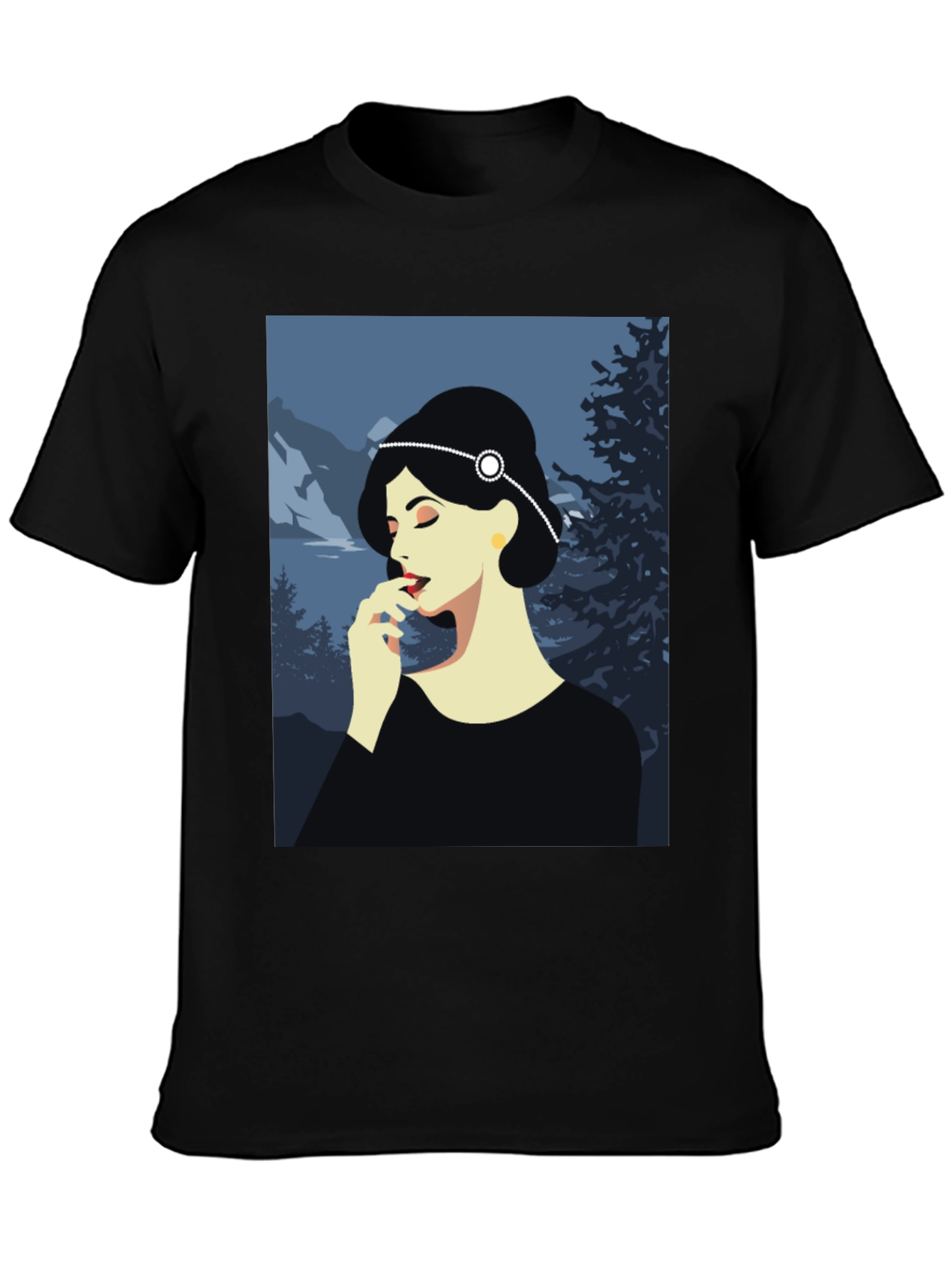 Elegant Woman Art Print Black T-Shirt