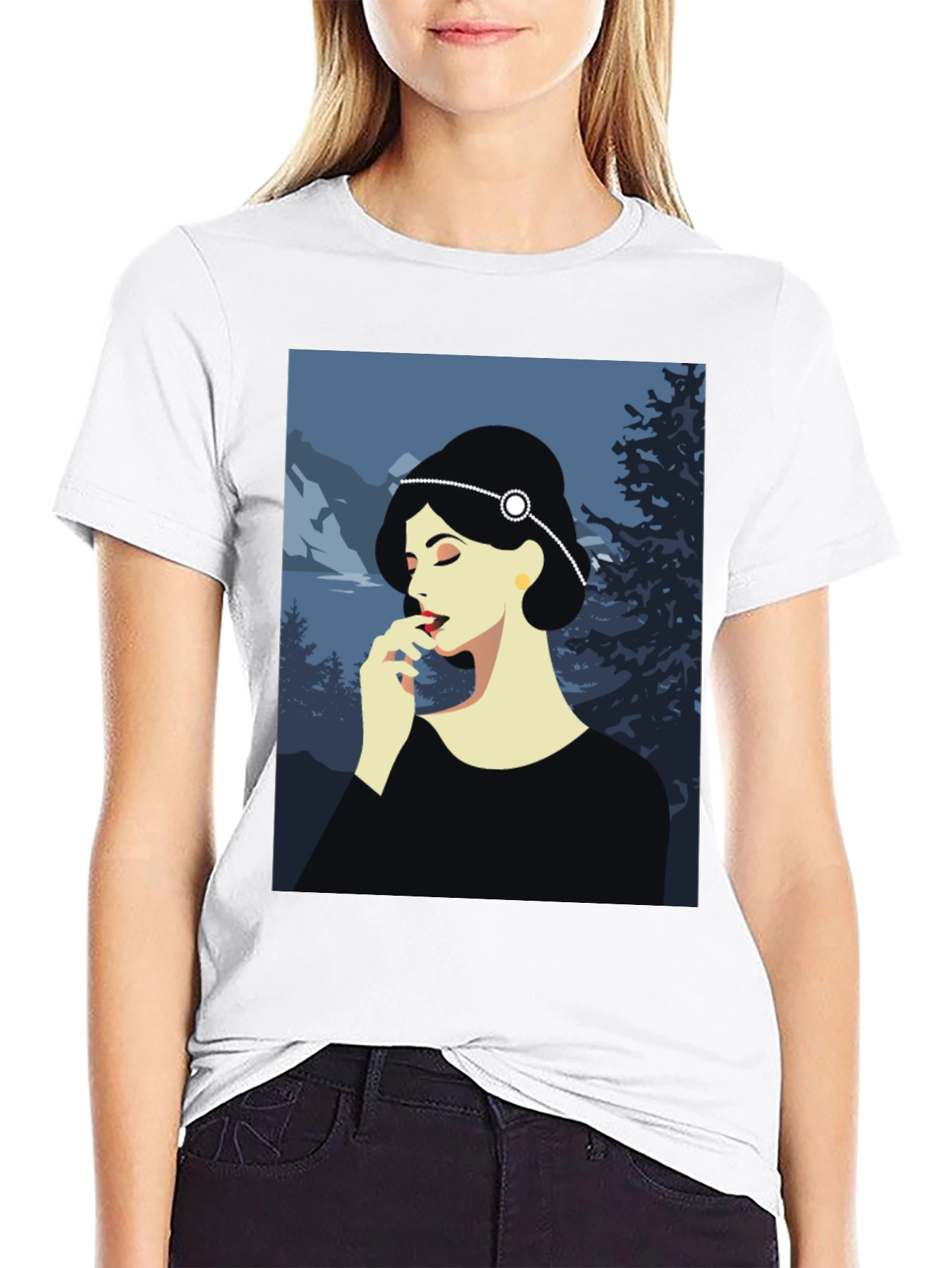 Elegant Woman Art Print Black T-Shirt