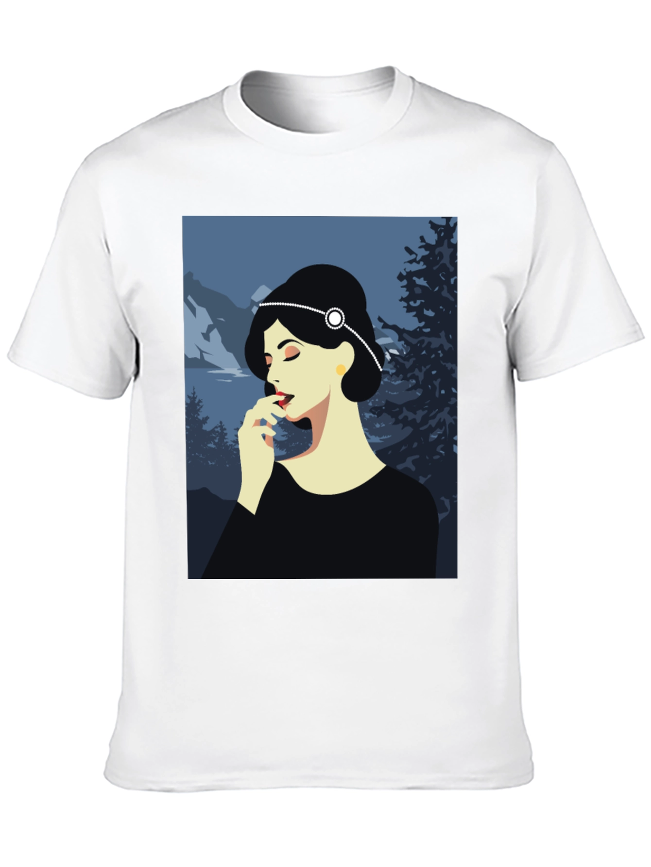 Elegant Woman Art Print Black T-Shirt