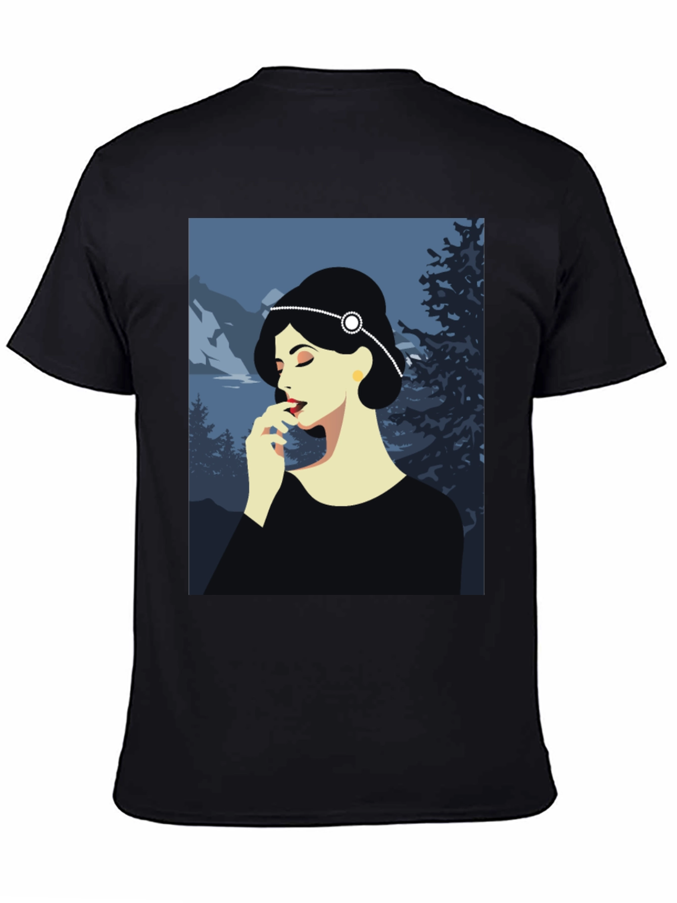 Elegant Woman Art Print Black T-Shirt