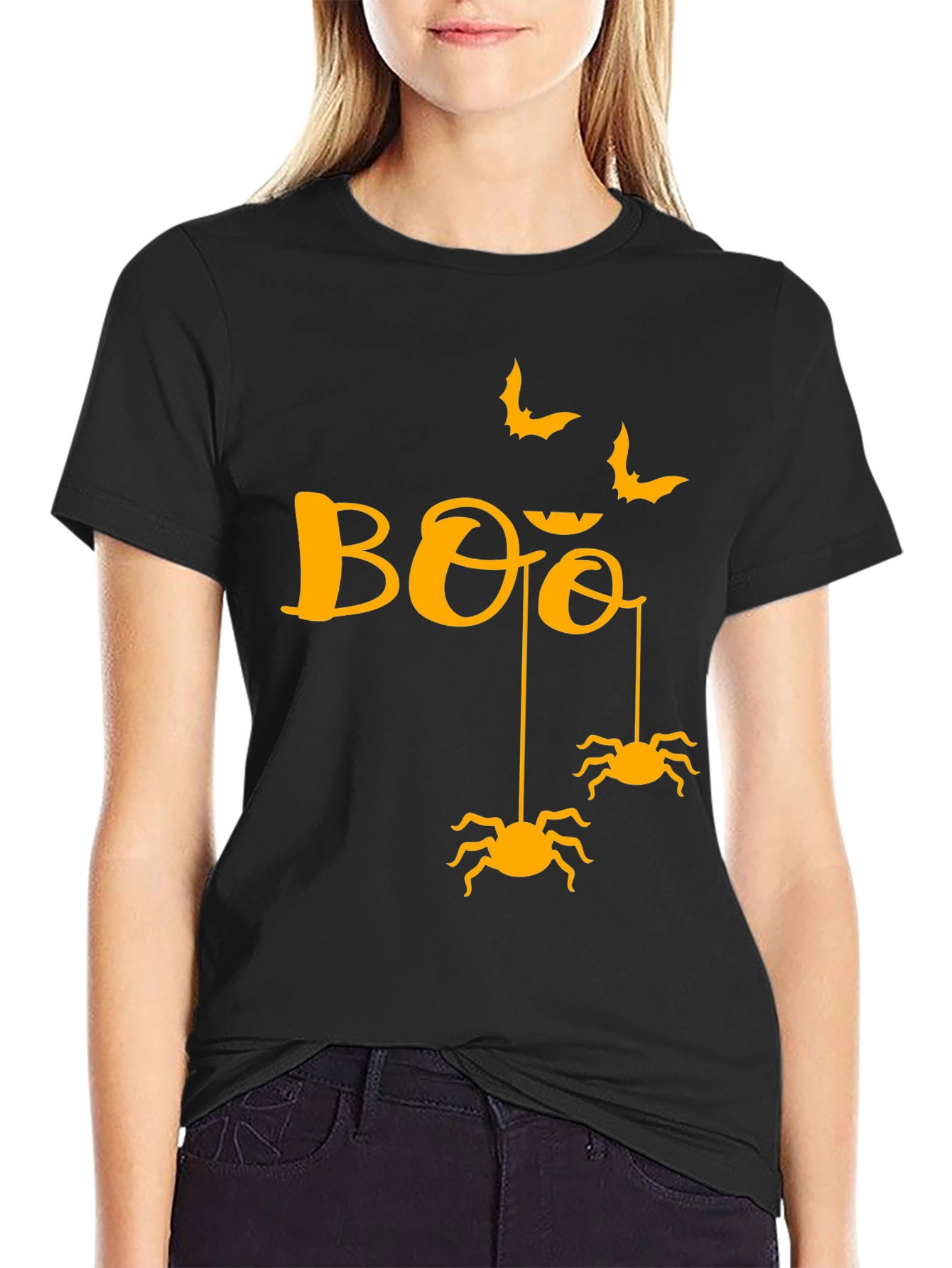 Halloween Boo Spiders & Bats Graphic Tee