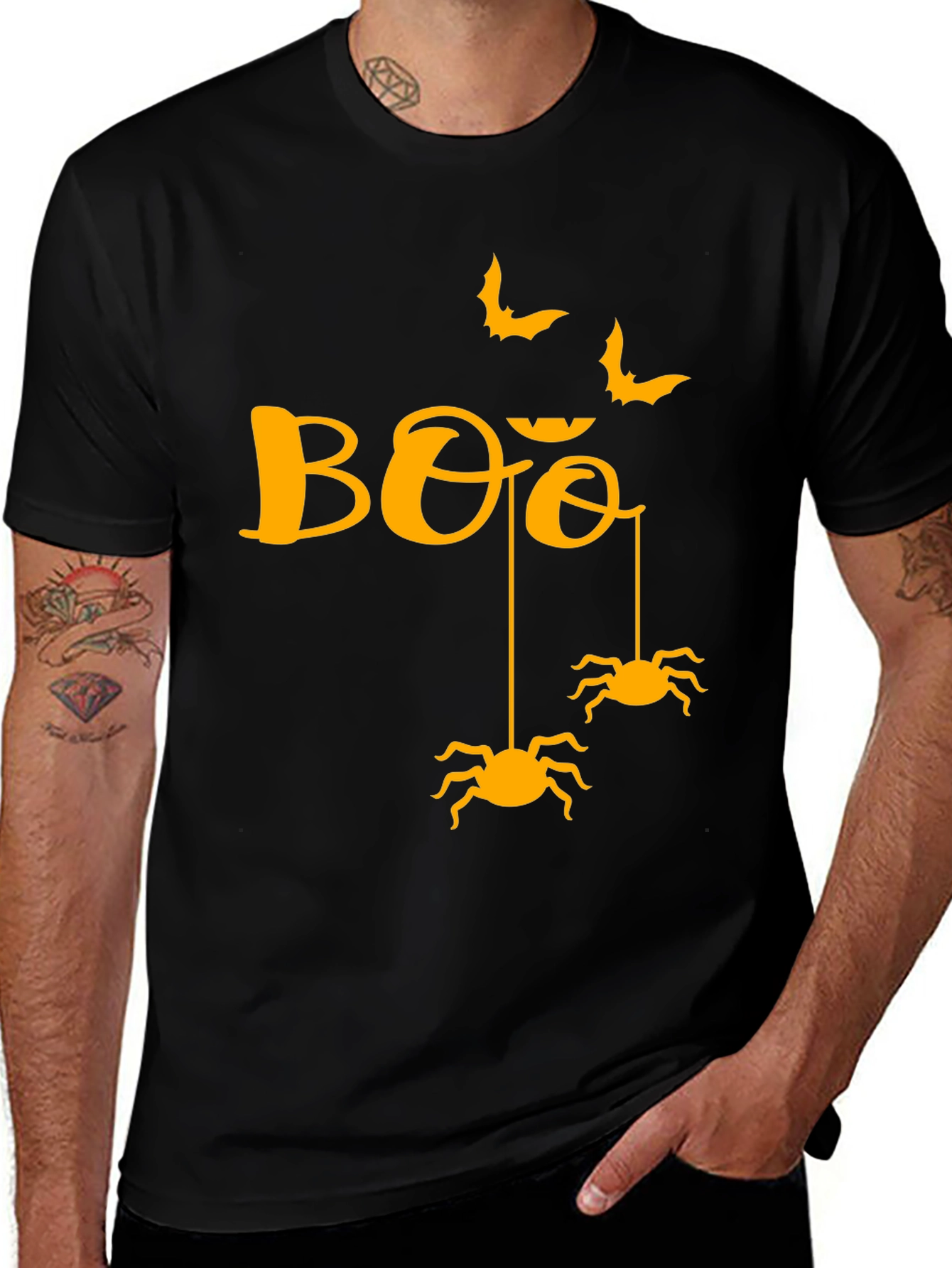 Halloween Boo Spiders & Bats Graphic Tee