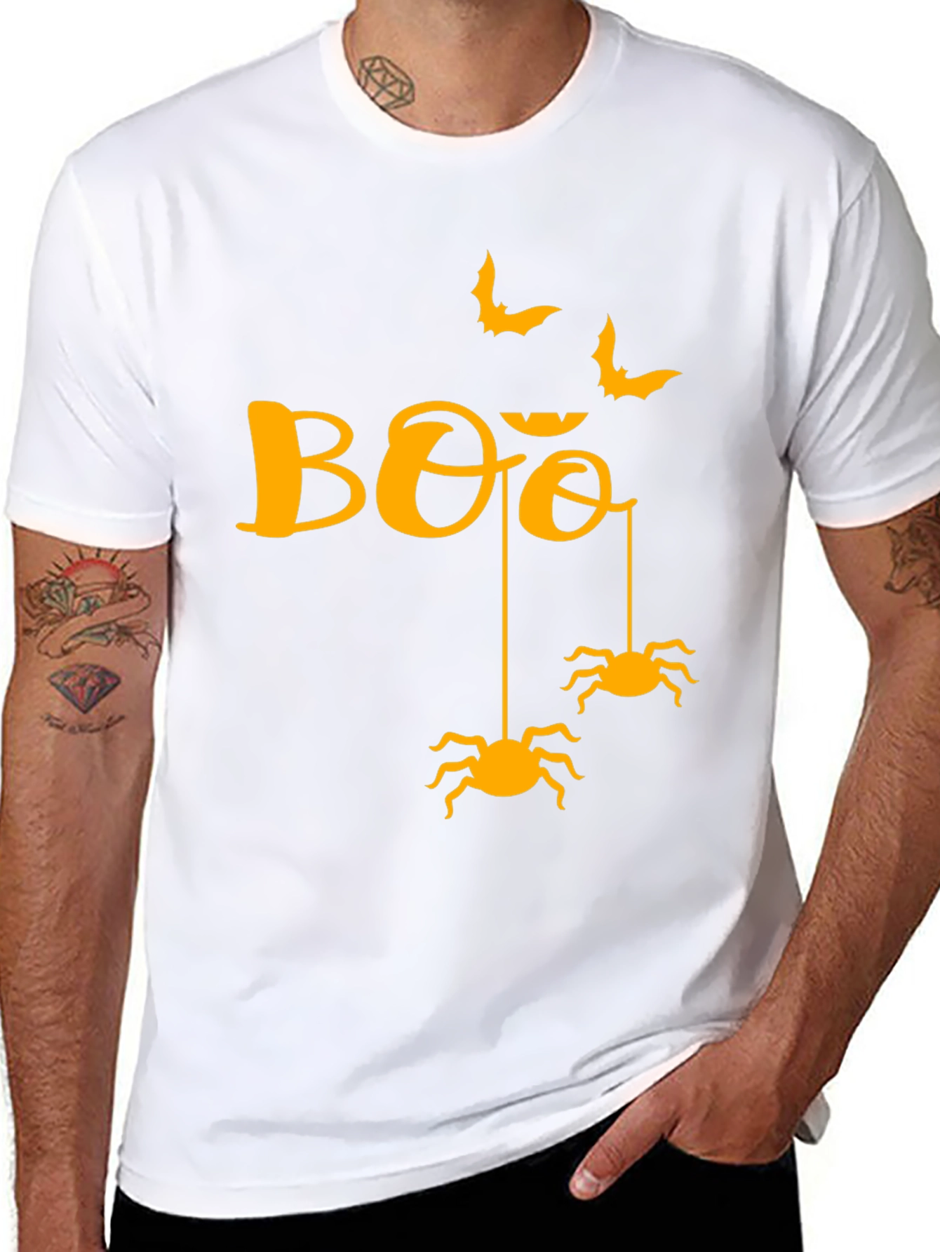 Halloween Boo Spiders & Bats Graphic Tee
