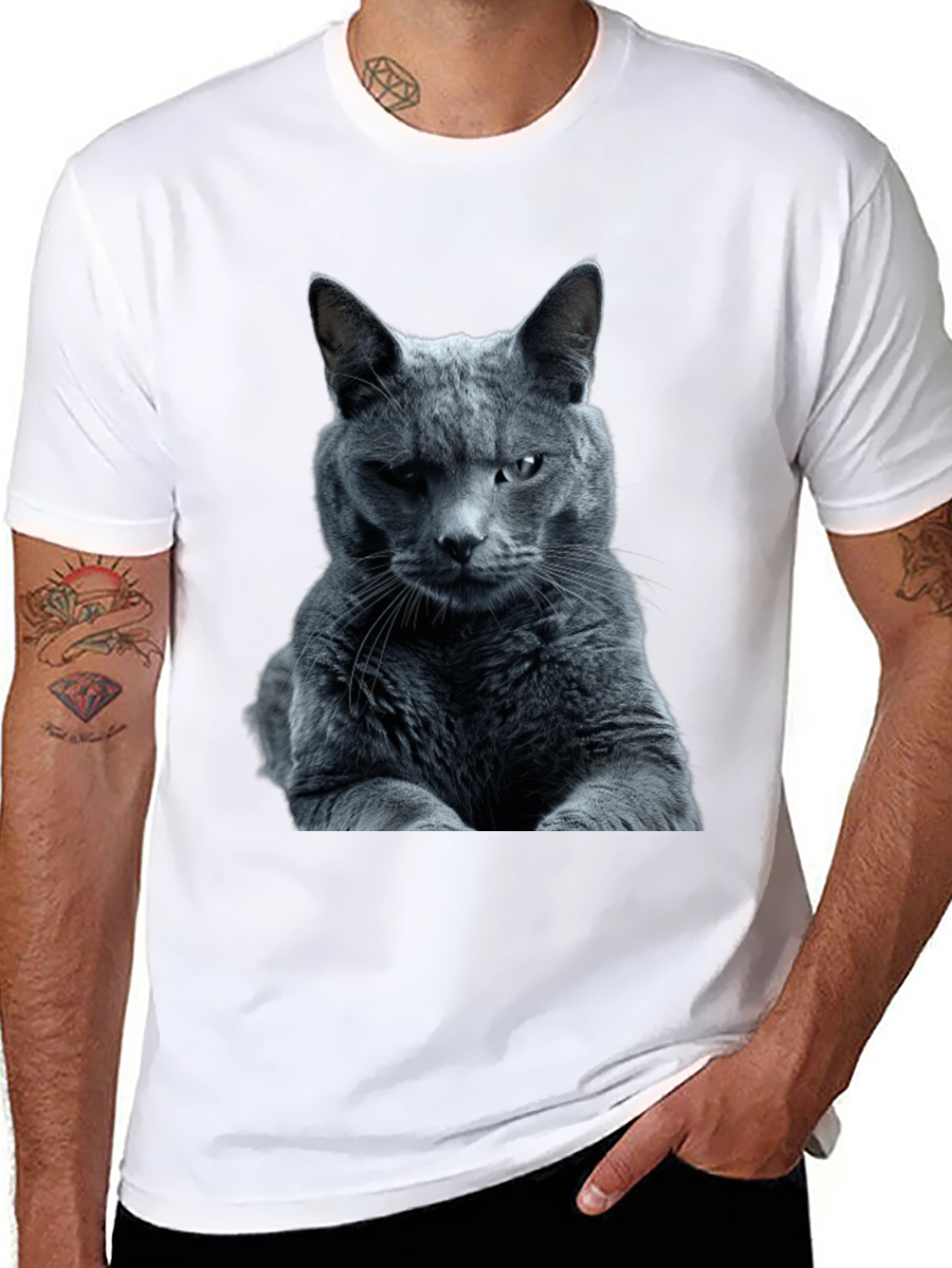 Cool Cat Graphic Tee - Mens Black T-Shirt