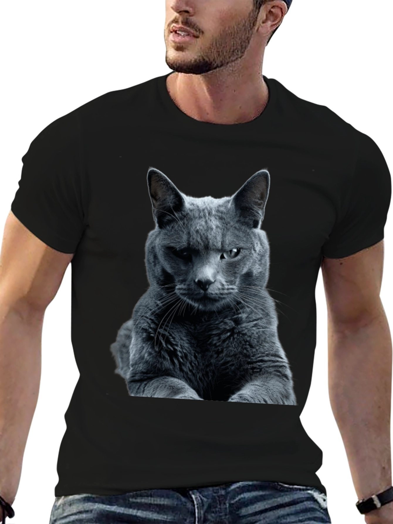 Cool Cat Graphic Tee - Mens Black T-Shirt