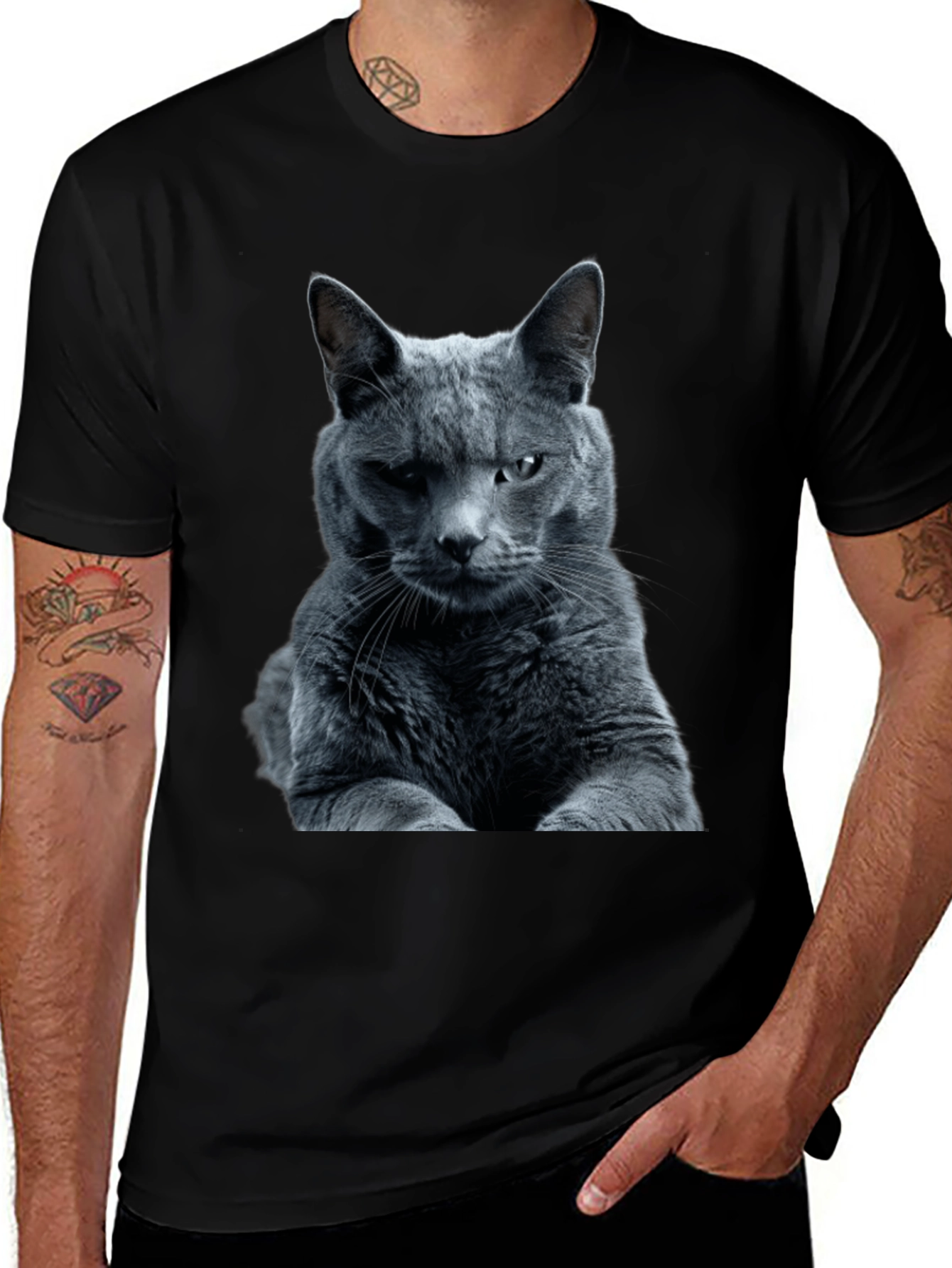 Cool Cat Graphic Tee - Mens Black T-Shirt