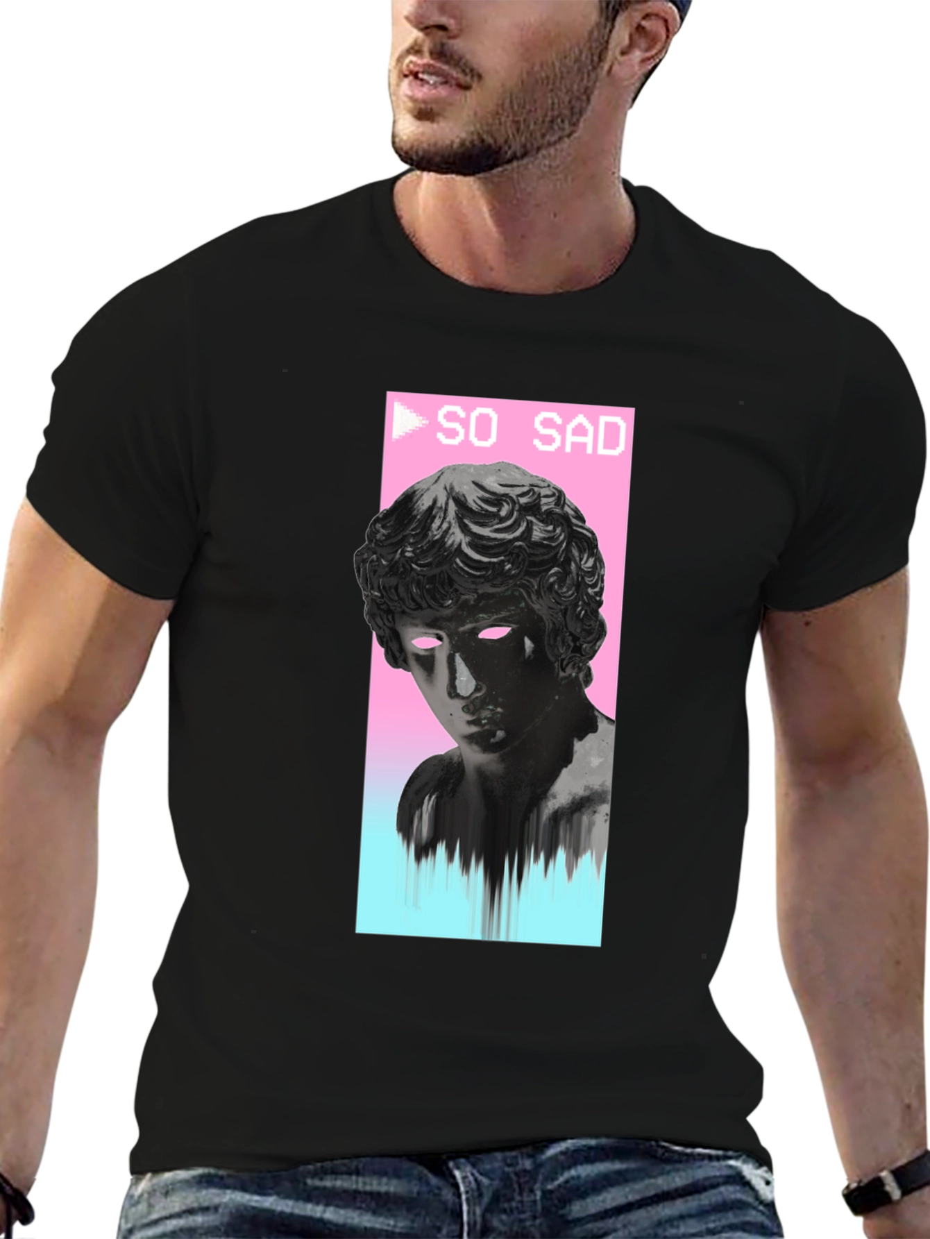 So Sad Vaporwave Aesthetic Black T-Shirt