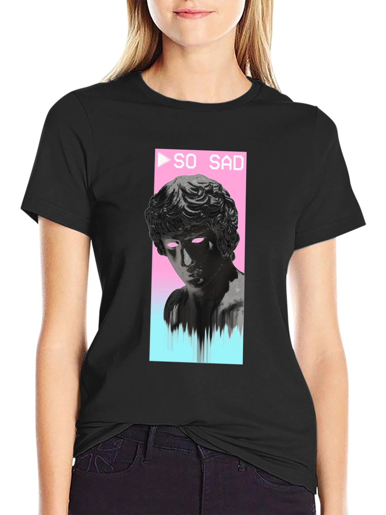 So Sad Vaporwave Aesthetic Black T-Shirt
