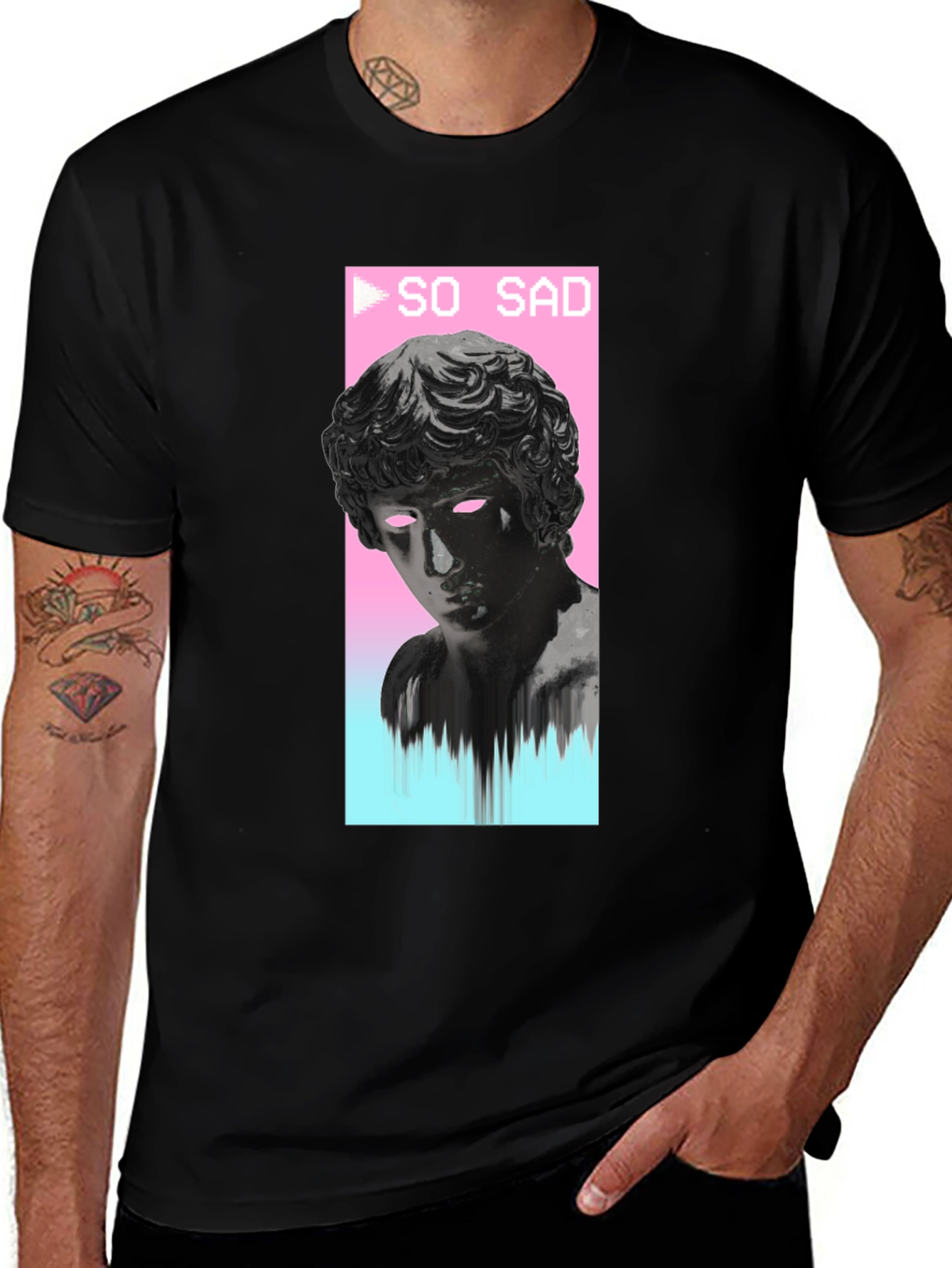 So Sad Vaporwave Aesthetic Black T-Shirt