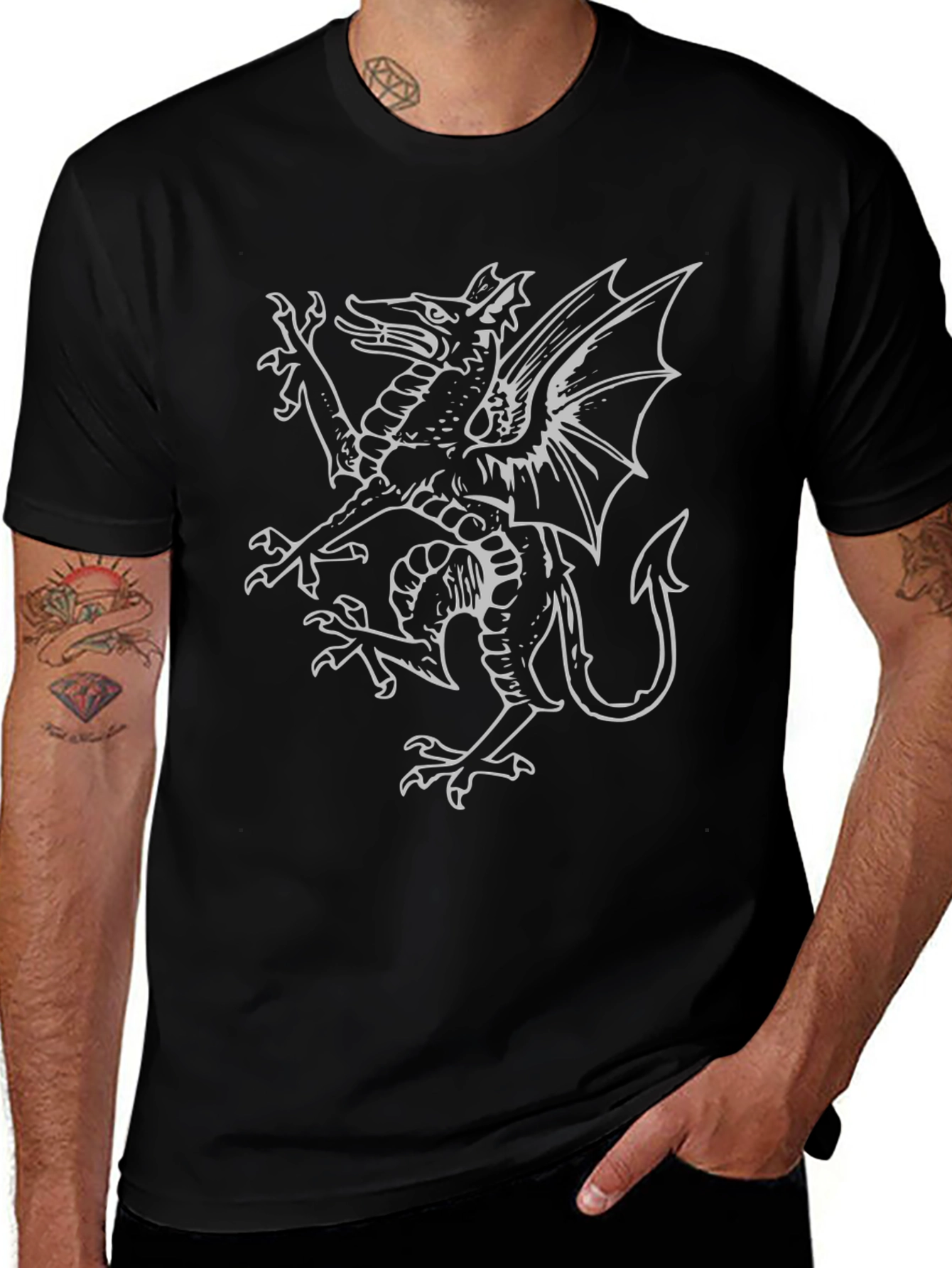 Welsh Dragon T-Shirt - Black Cotton Tee