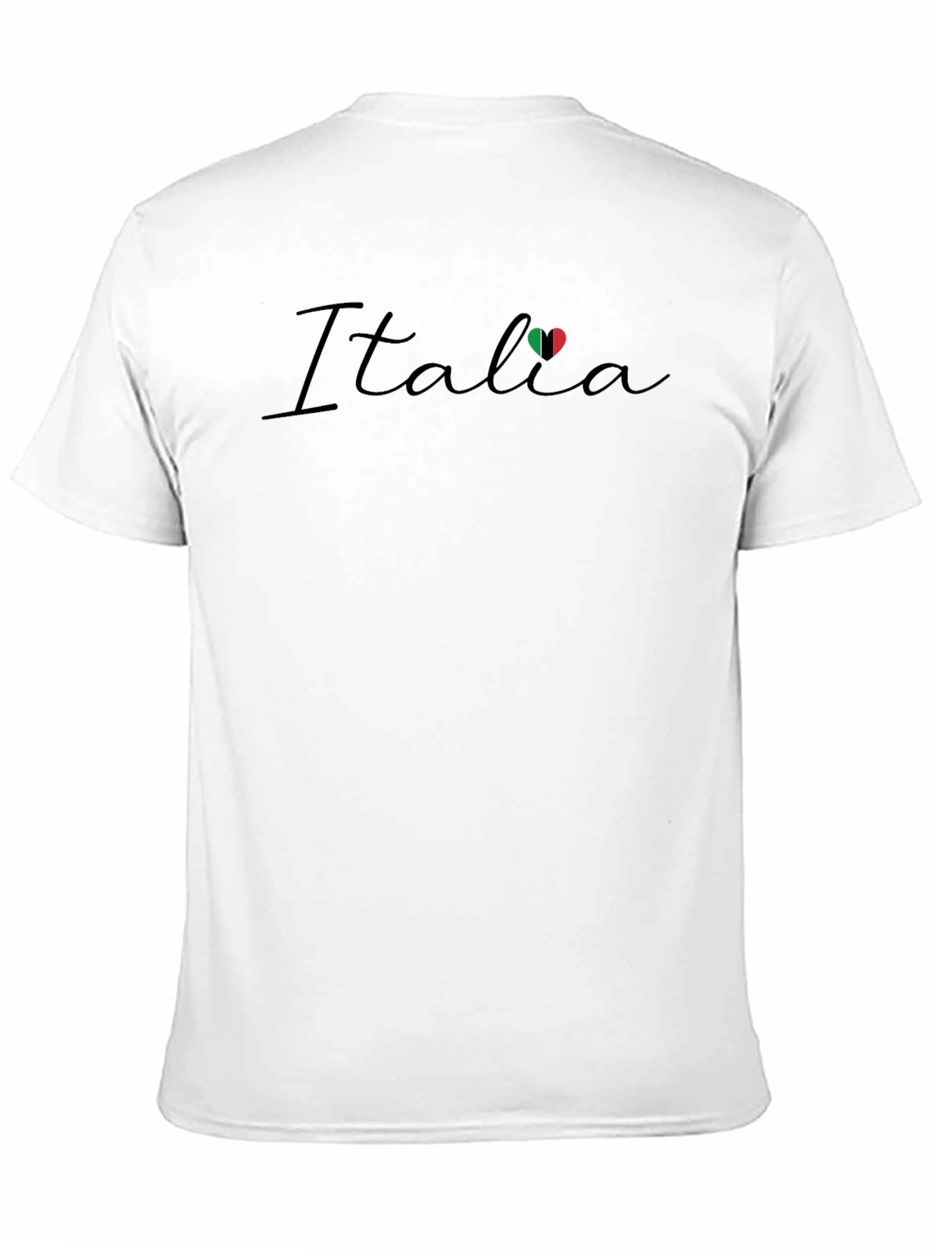Italia Flag Heart Graphic Black T-Shirt