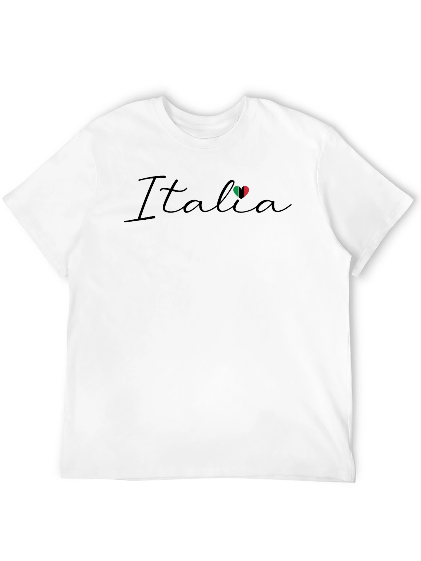 Italia Flag Heart Graphic Black T-Shirt