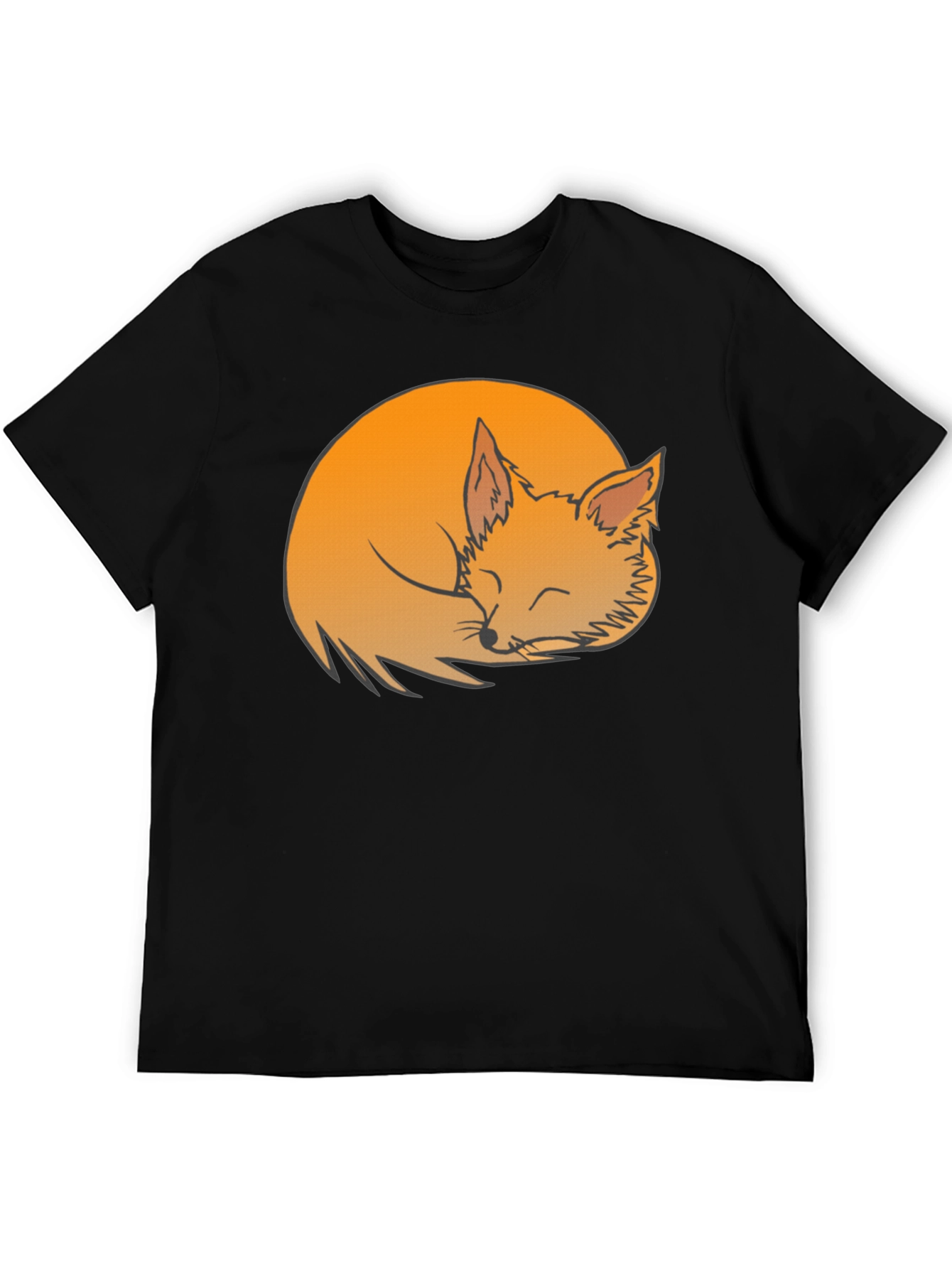 Sleeping Fox Graphic Tee - Soft Black Cotton Shirt