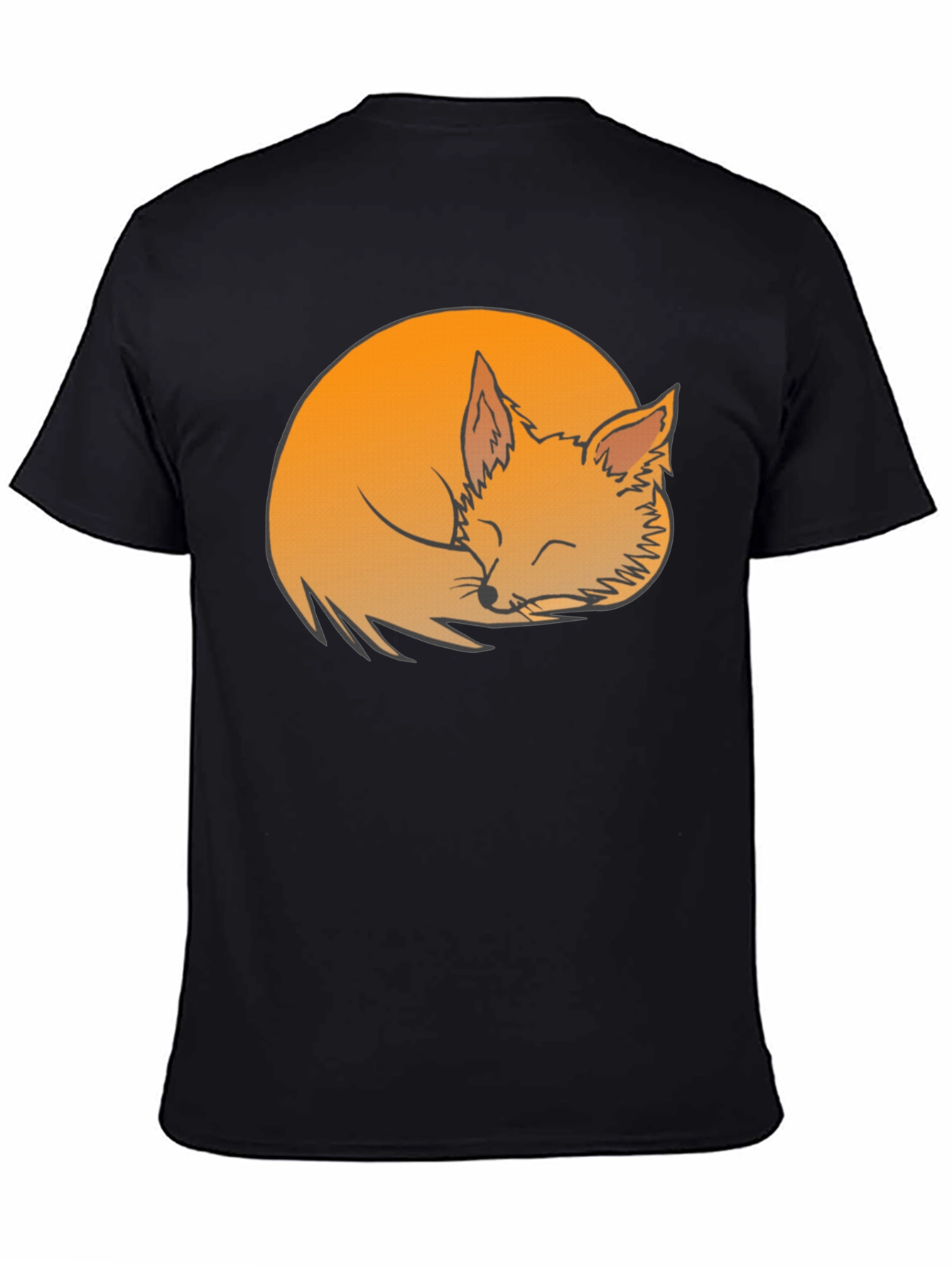 Sleeping Fox Graphic Tee - Soft Black Cotton Shirt